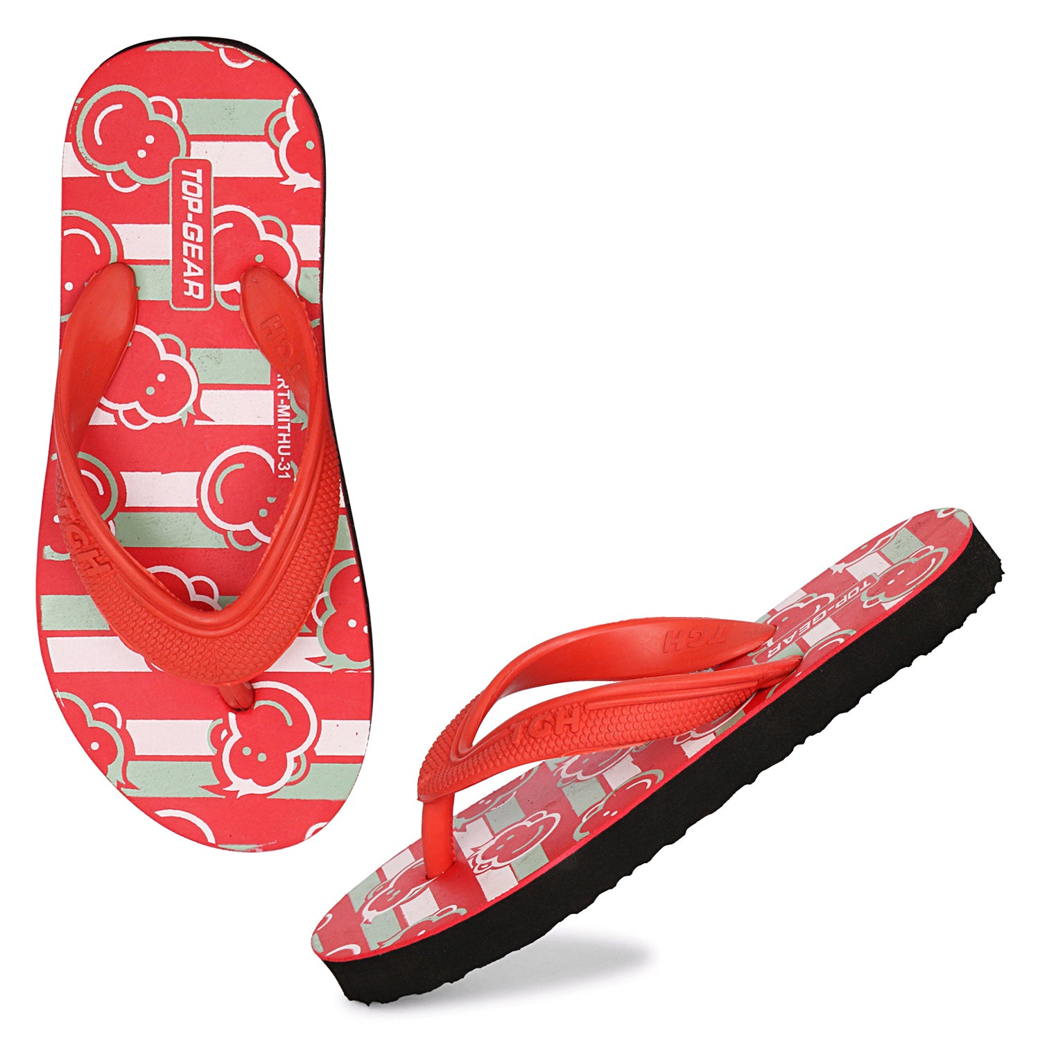 Boys & Girls Slip On Slipper Flip Flop (Multicolor Red)