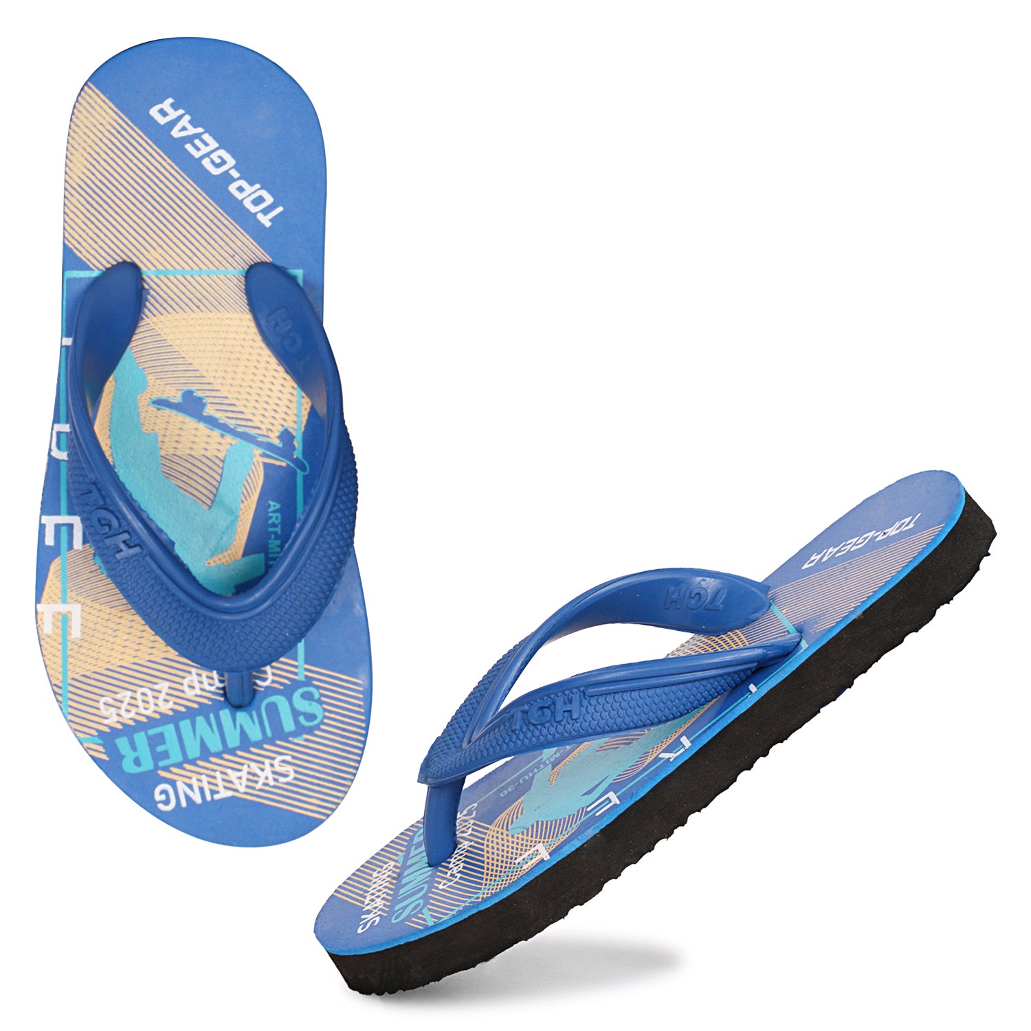 Boys & Girls Slip On Slipper Flip Flop (Multicolor Blue)