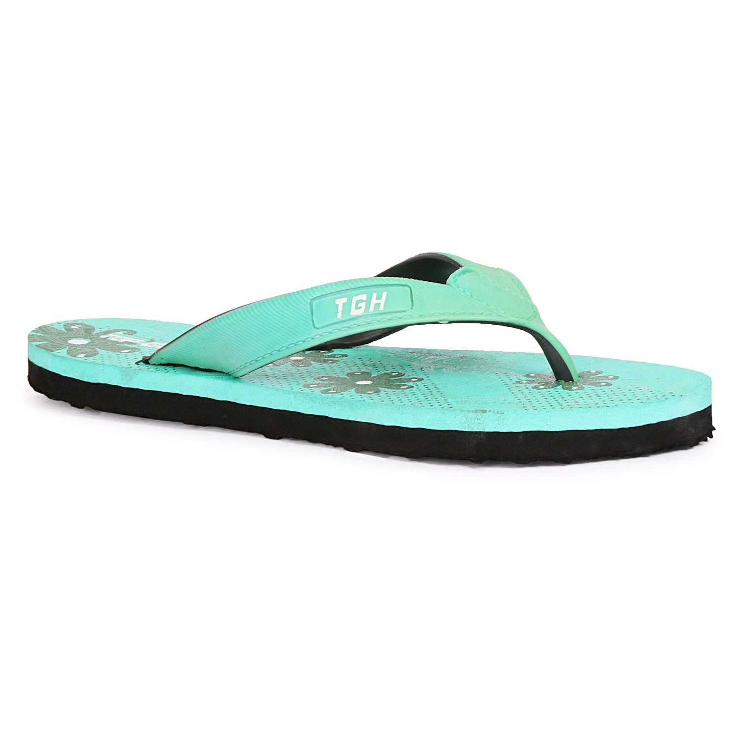 Women Flip Flops (Green, Black , 7)