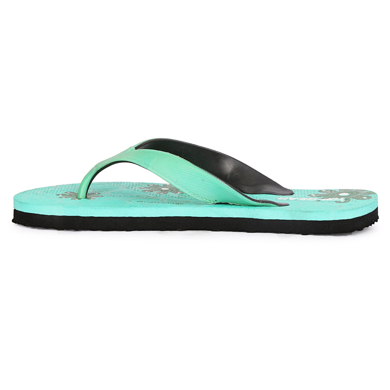 Women Flip Flops (Green, Black , 7)