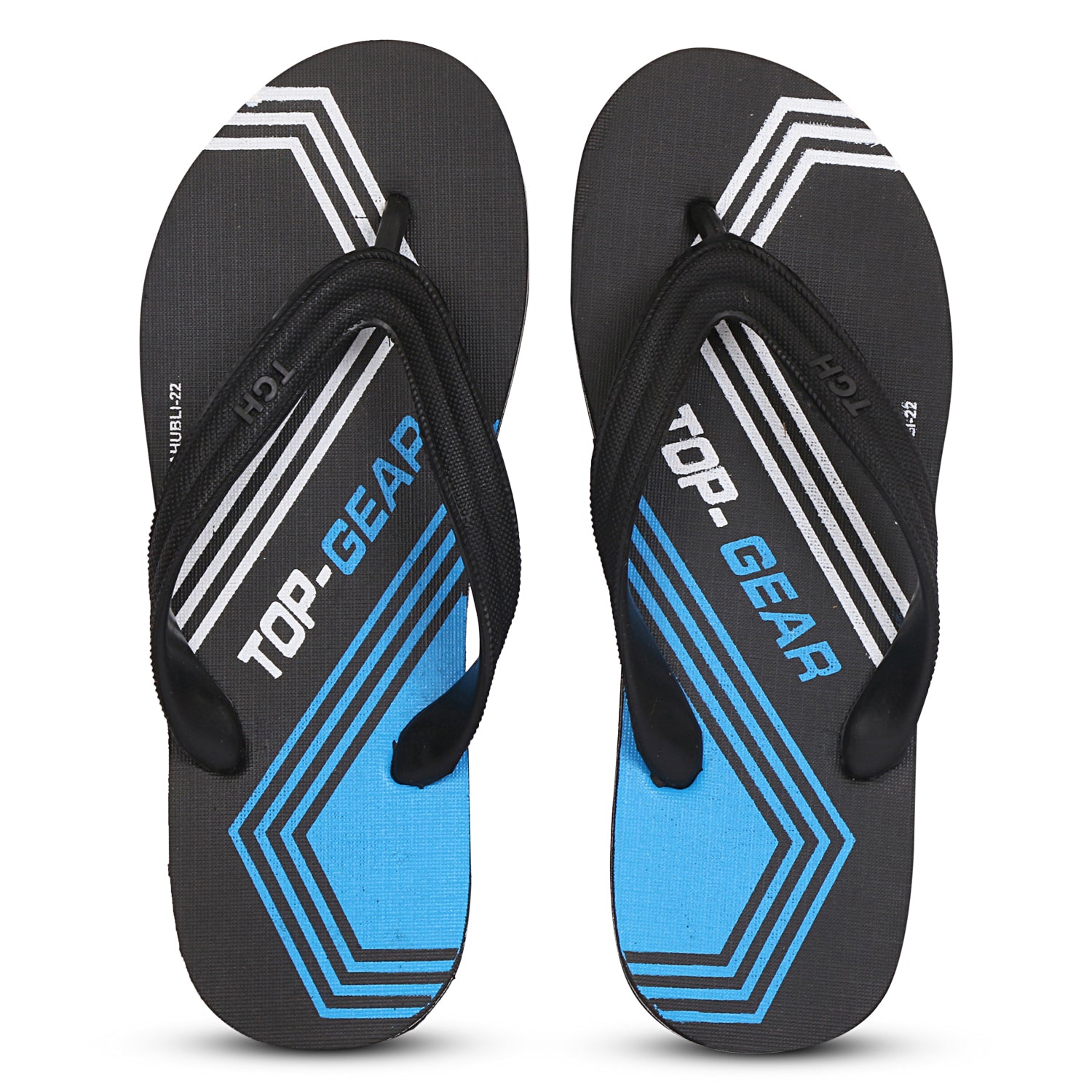 Men Flip Flops (Black, Blue , 9)