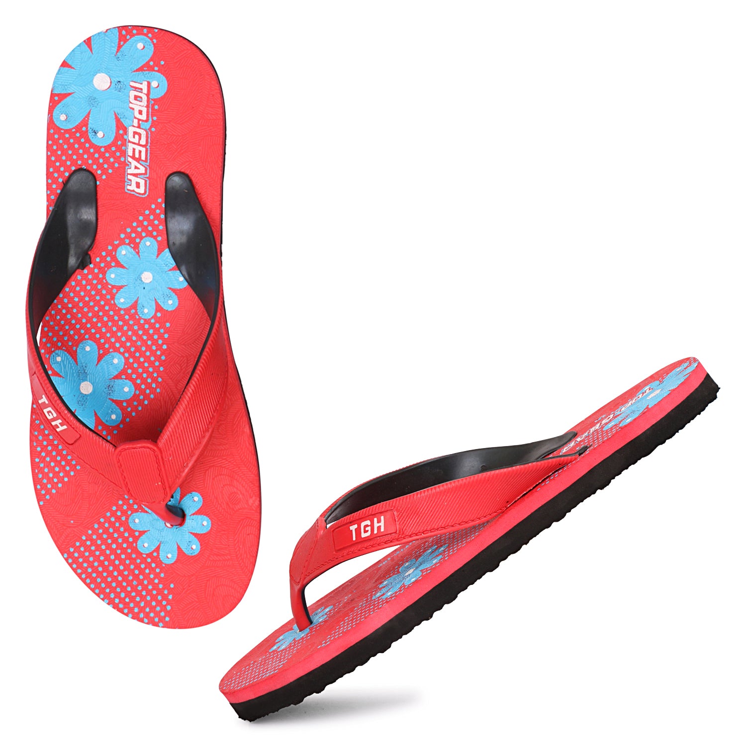 Women Flip Flops (Red, Blue, Black , 4)