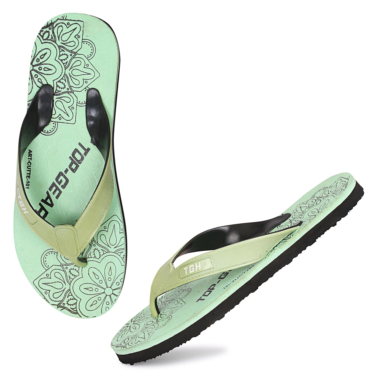 Women Flip Flops (Pink, Black , 4)