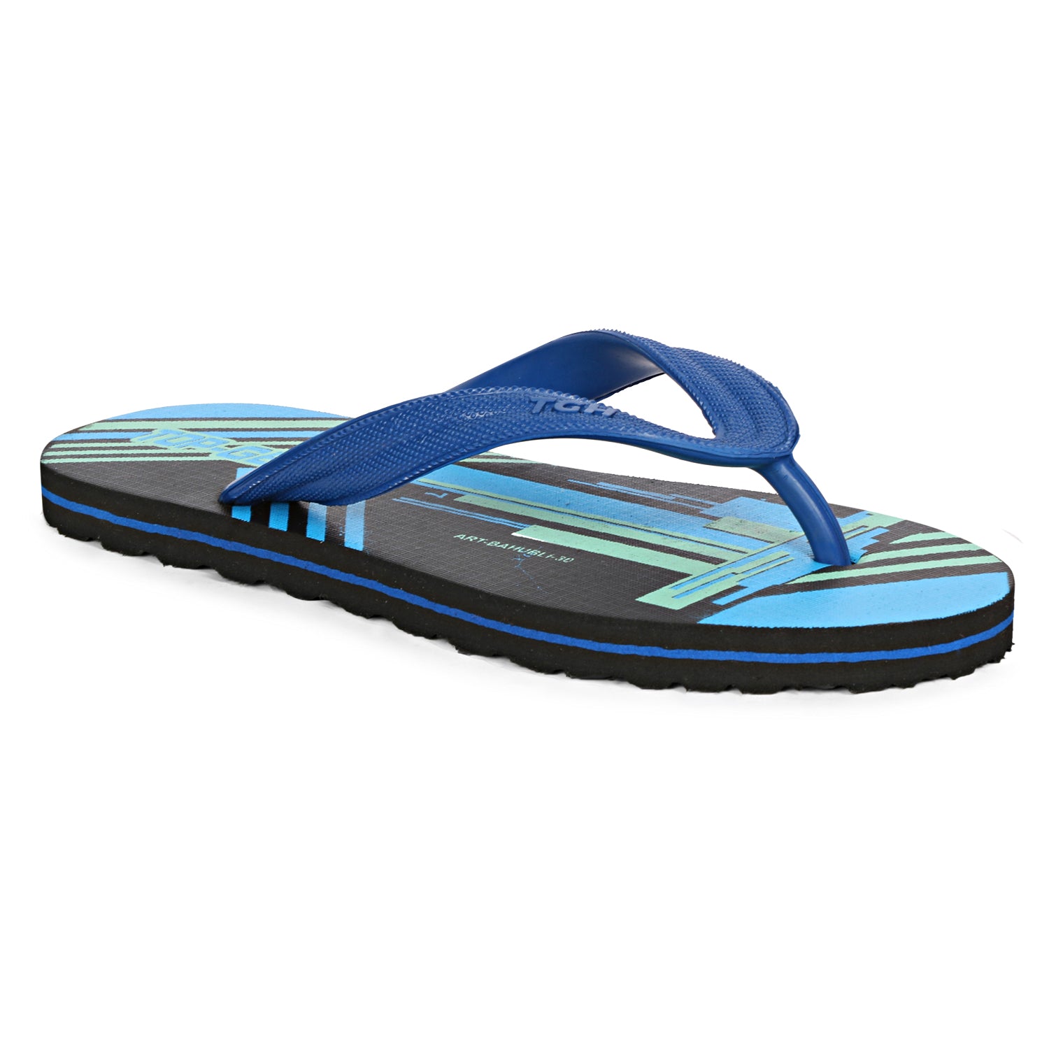 Men Flip Flops (Blue, Black , 10)