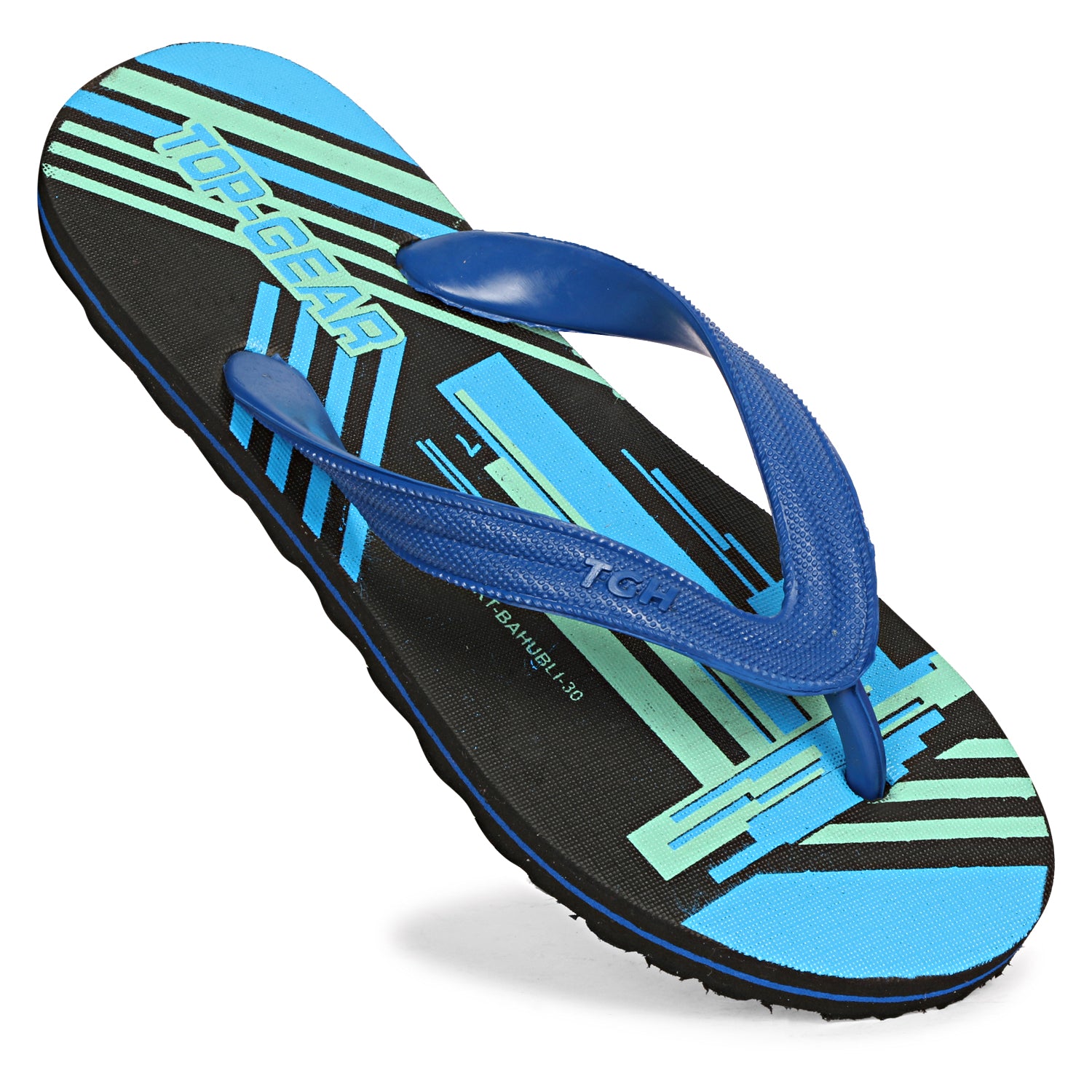 Men Flip Flops (Blue, Black , 10)