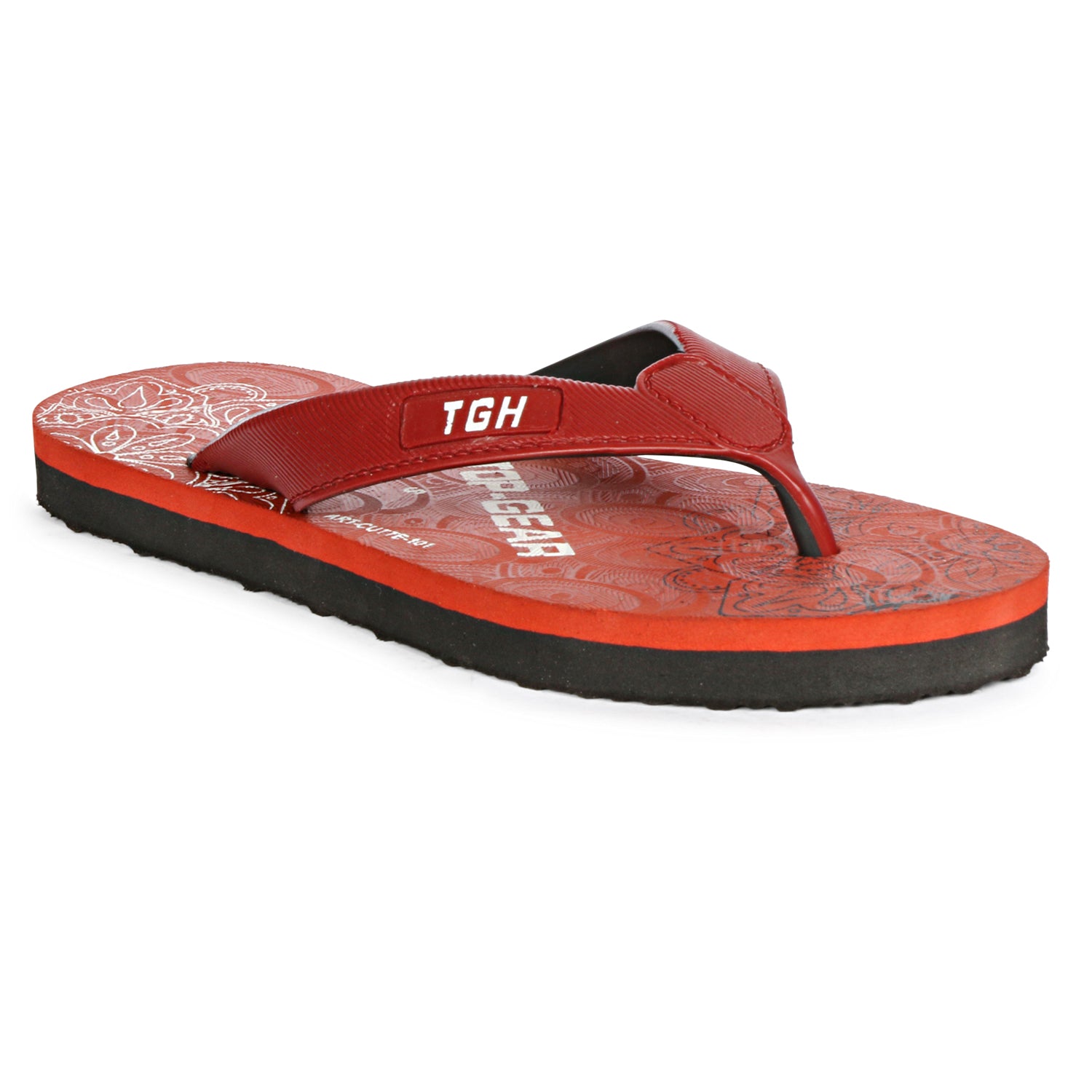 Women Flip Flops (Maroon, Black, White , 4)
