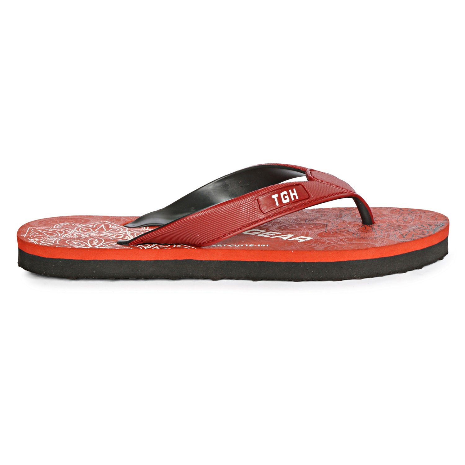 Women Flip Flops (Maroon, Black, White , 4)