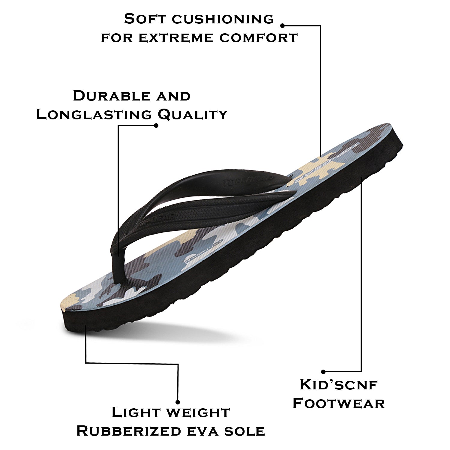 Boys & Girls Slip On Slipper Flip Flop (Grey)