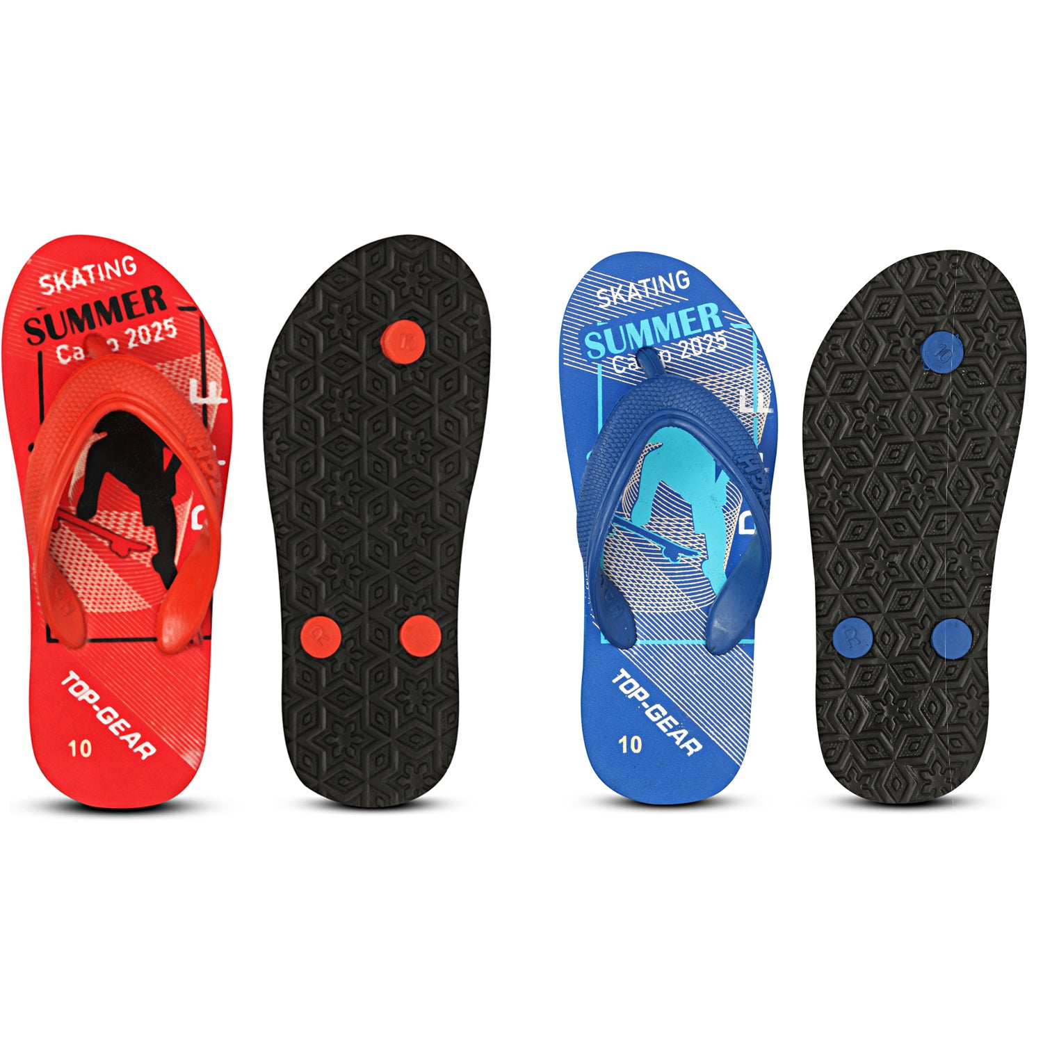 Boys & Girls Slip On Slipper Flip Flop (Multicolor Red Blue)
