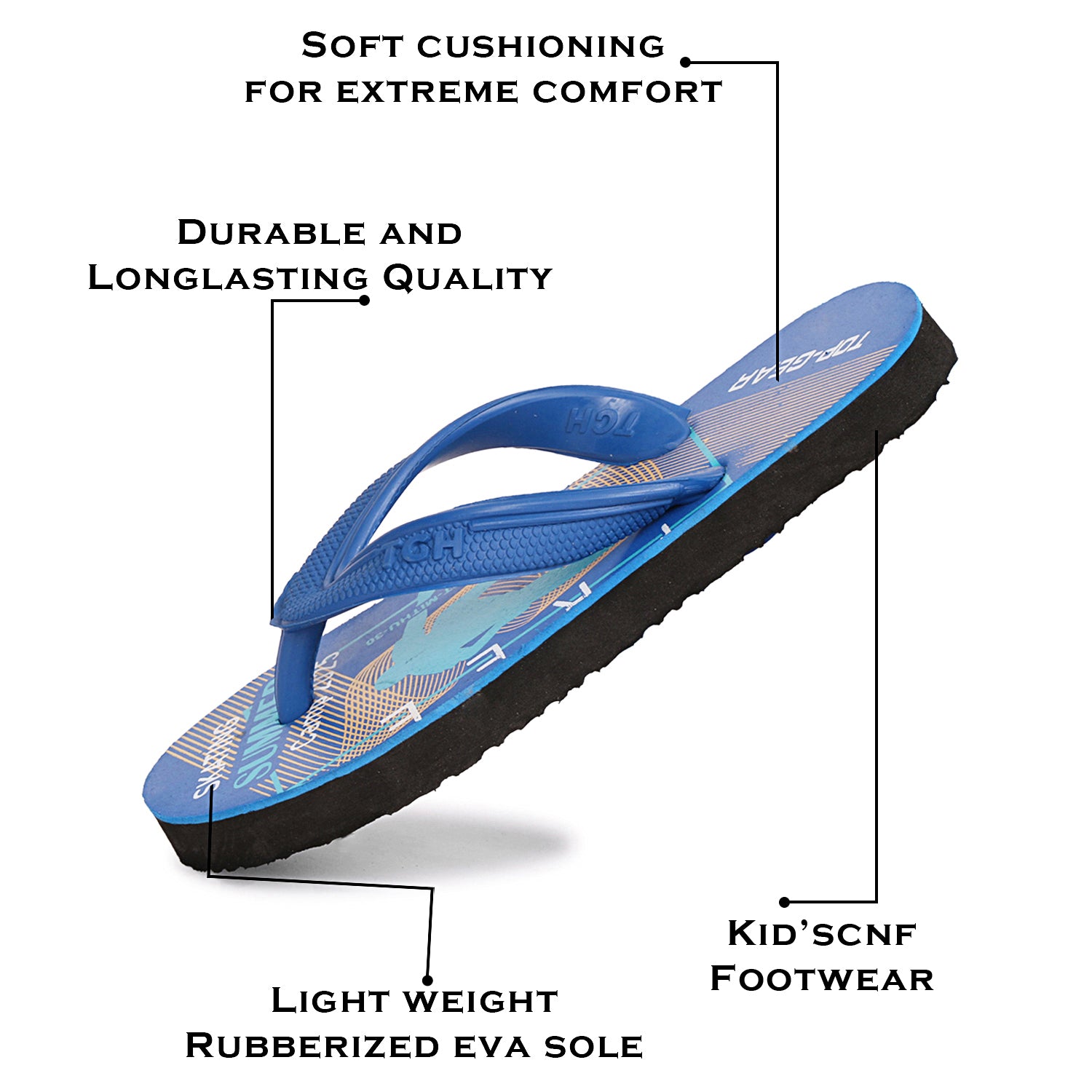 Boys & Girls Slip On Slipper Flip Flop (Multicolor Blue)