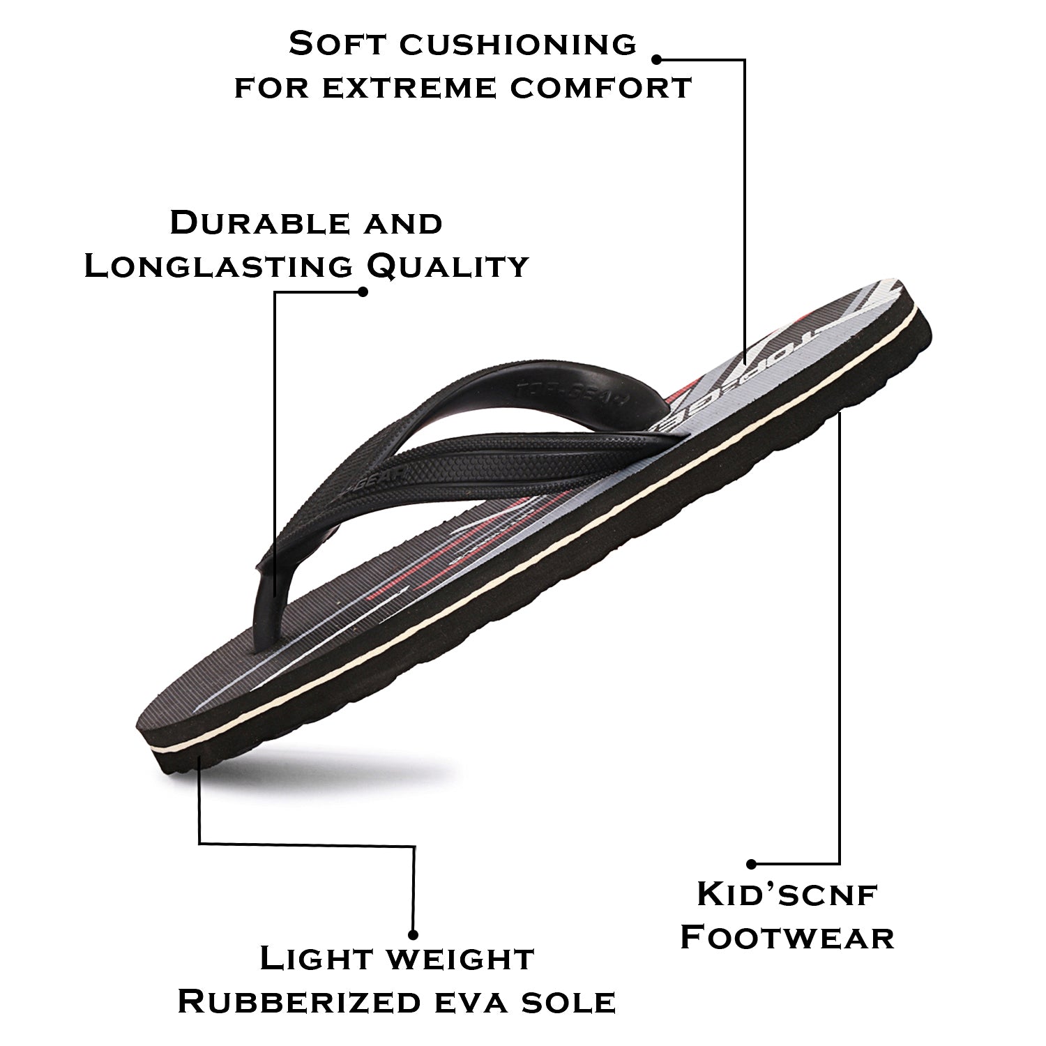 Boys & Girls Slip On Slipper Flip Flop (Black)