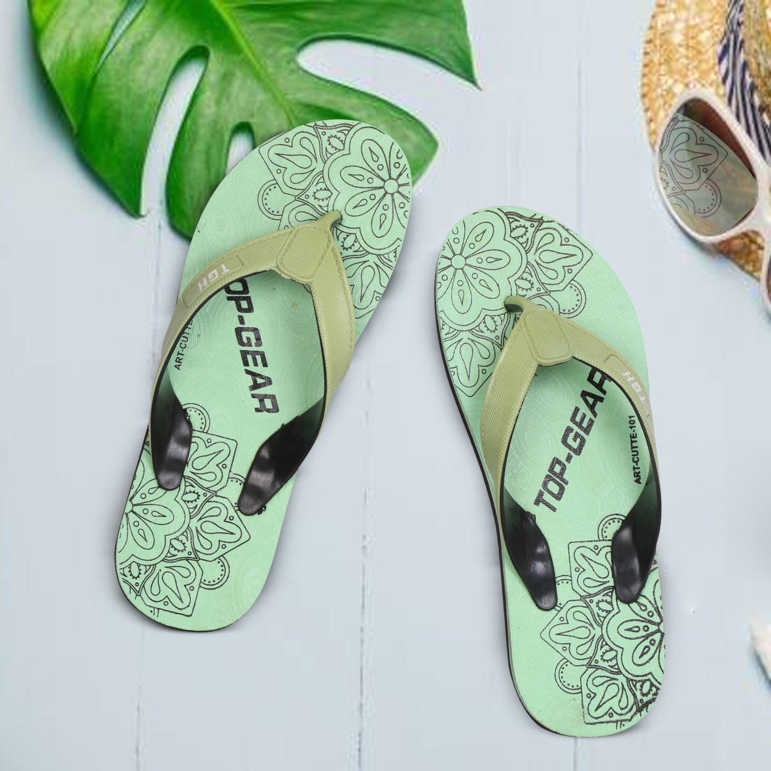 Women Flip Flops (Pink, Black , 4)