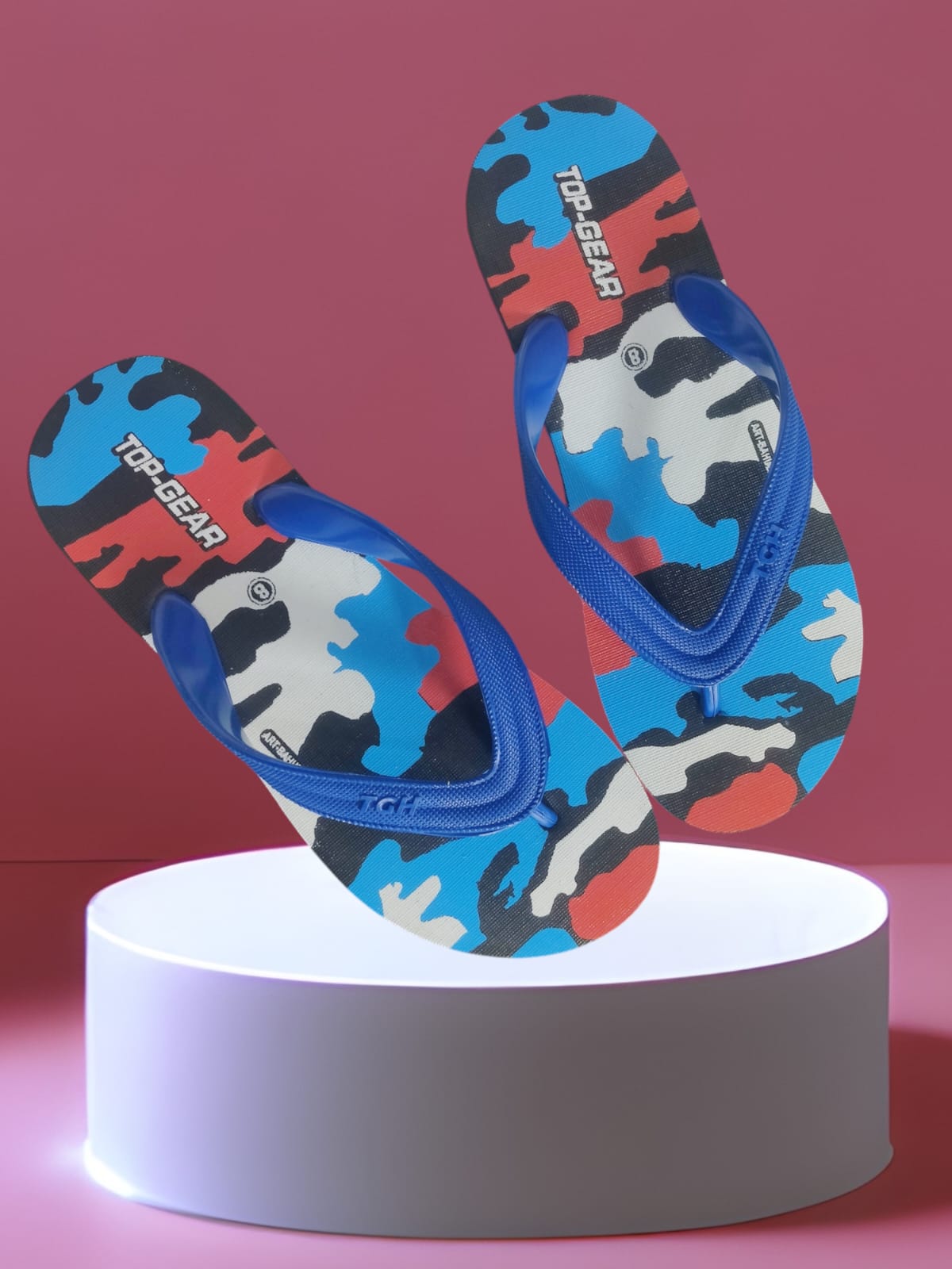 Men Flip Flops (Blue, Black , 10)