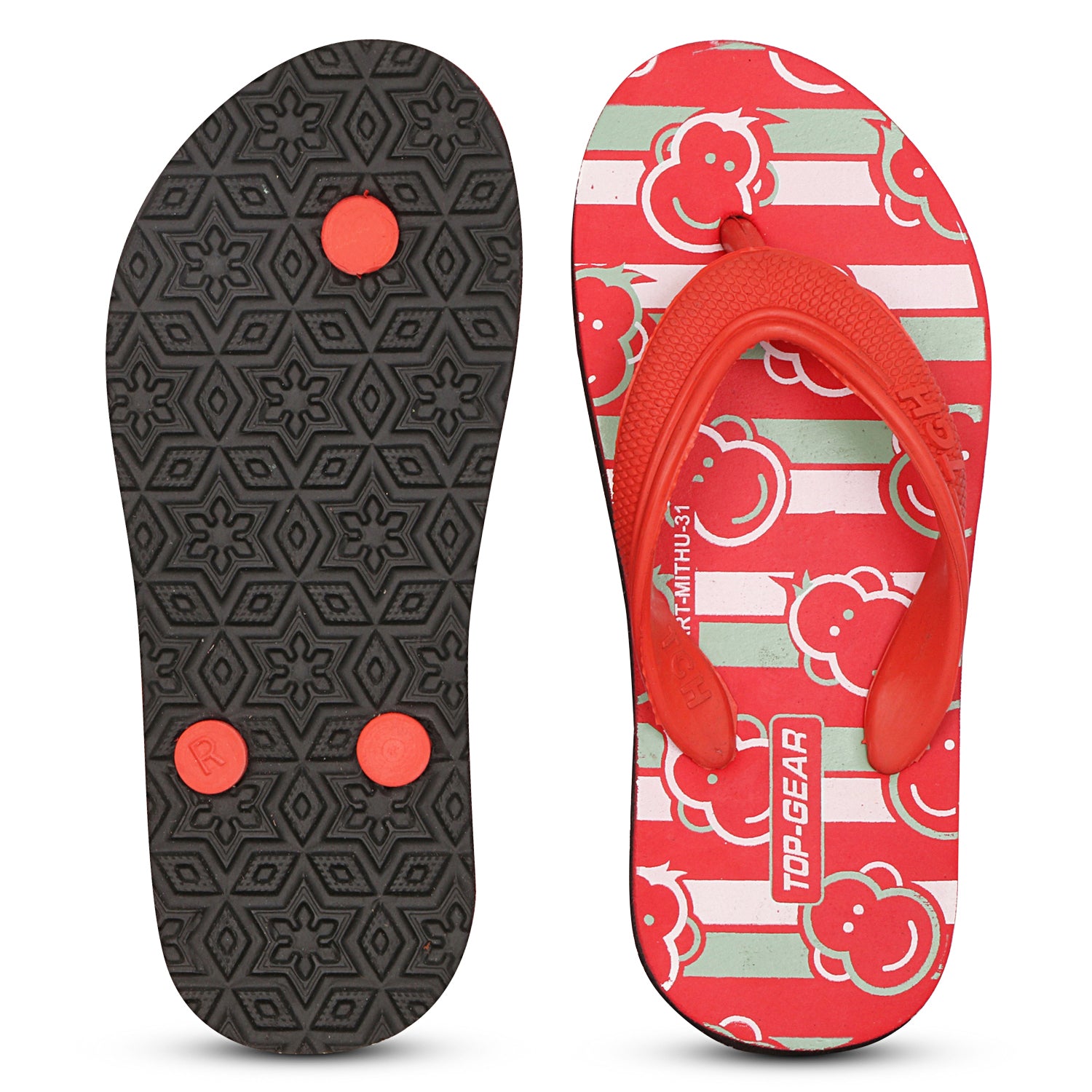 Boys & Girls Slip On Slipper Flip Flop (Multicolor Red)