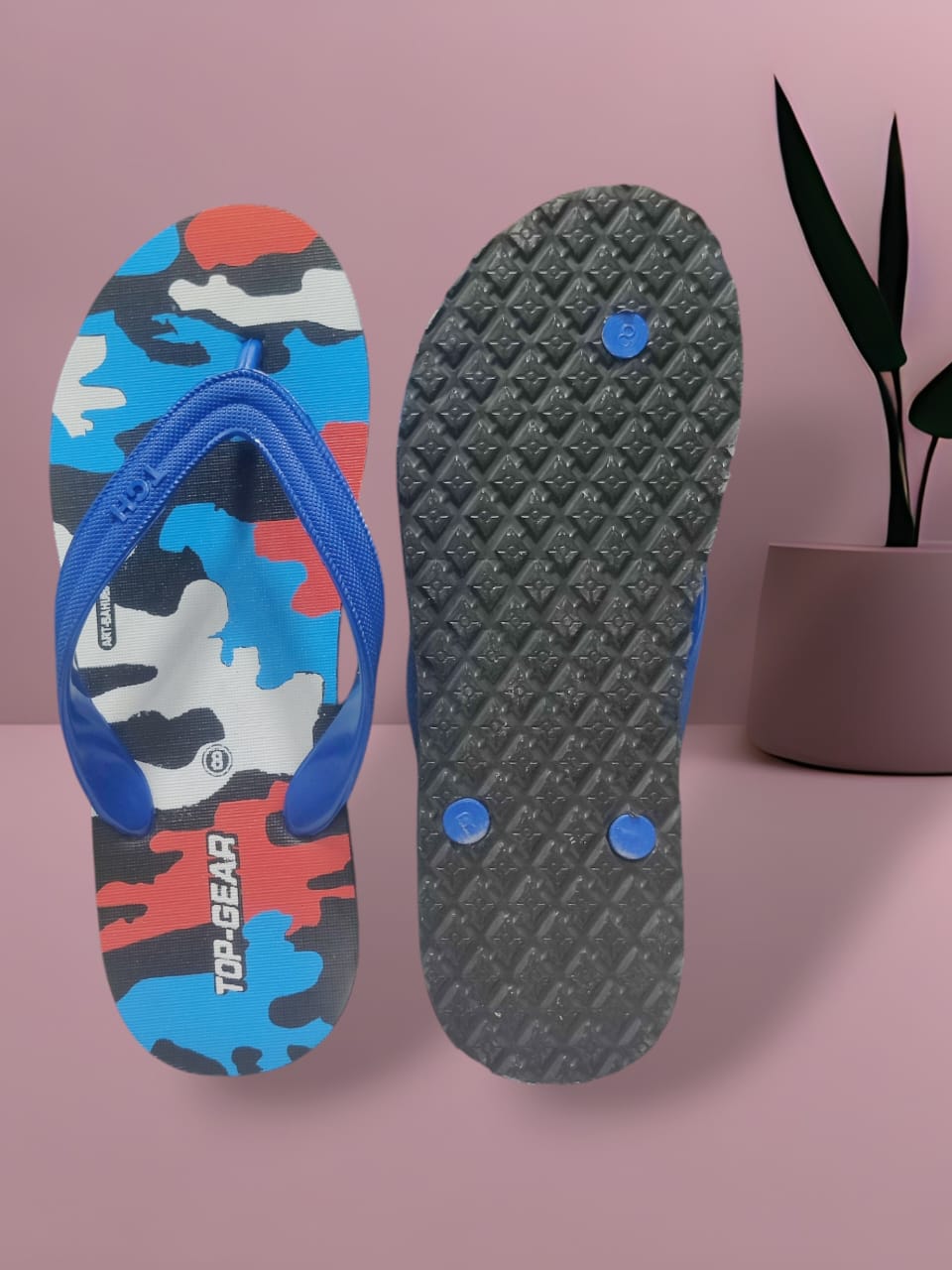 Men Flip Flops (Blue, Black , 10)
