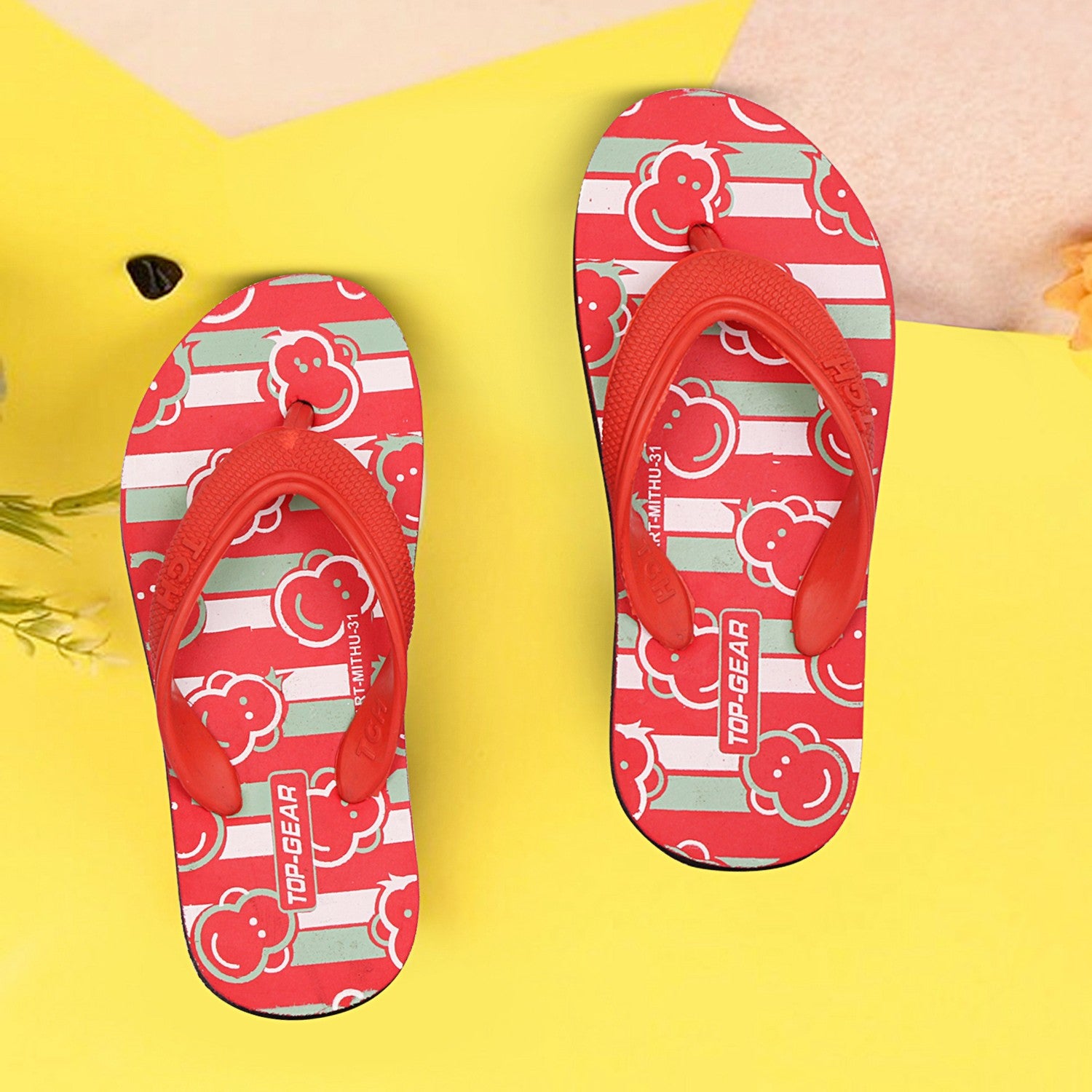 Boys & Girls Slip On Slipper Flip Flop (Multicolor Red)