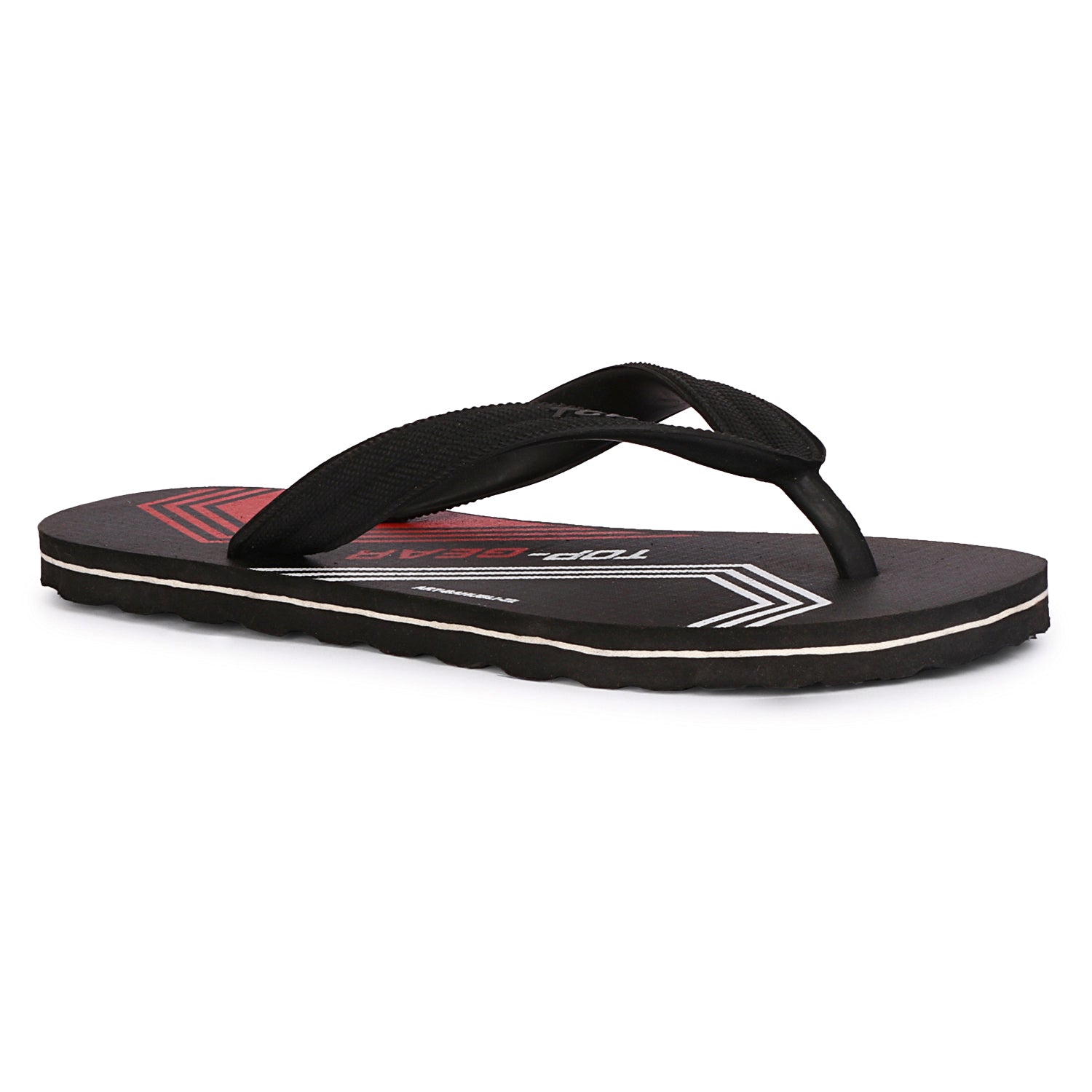 Men Flip Flops  (Black, Red , 8)