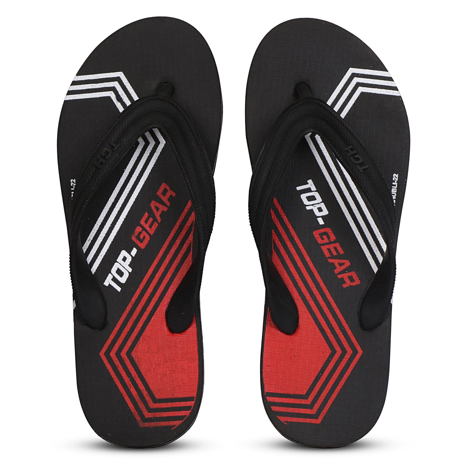Men Flip Flops  (Black, Red , 8)