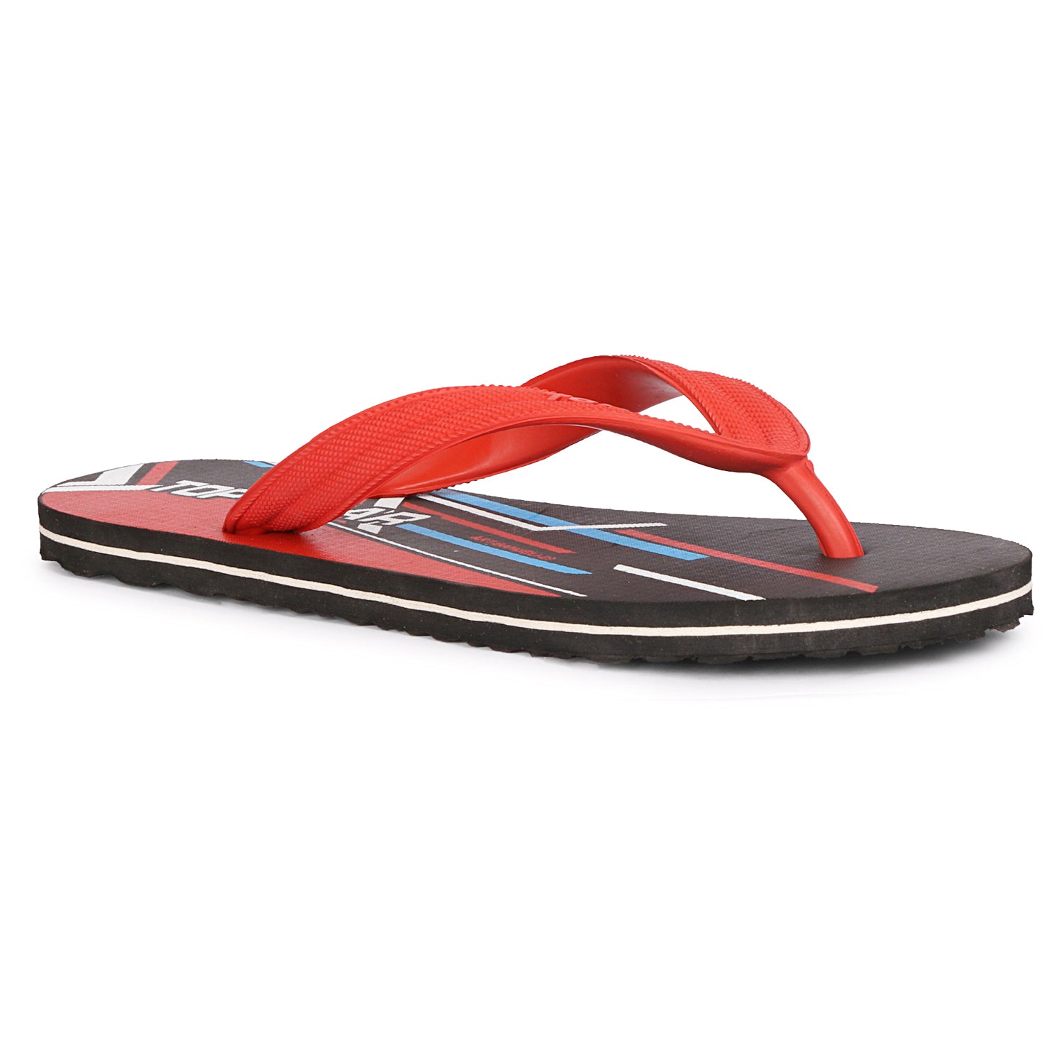 Men Flip Flops  (Black, Red , 8)