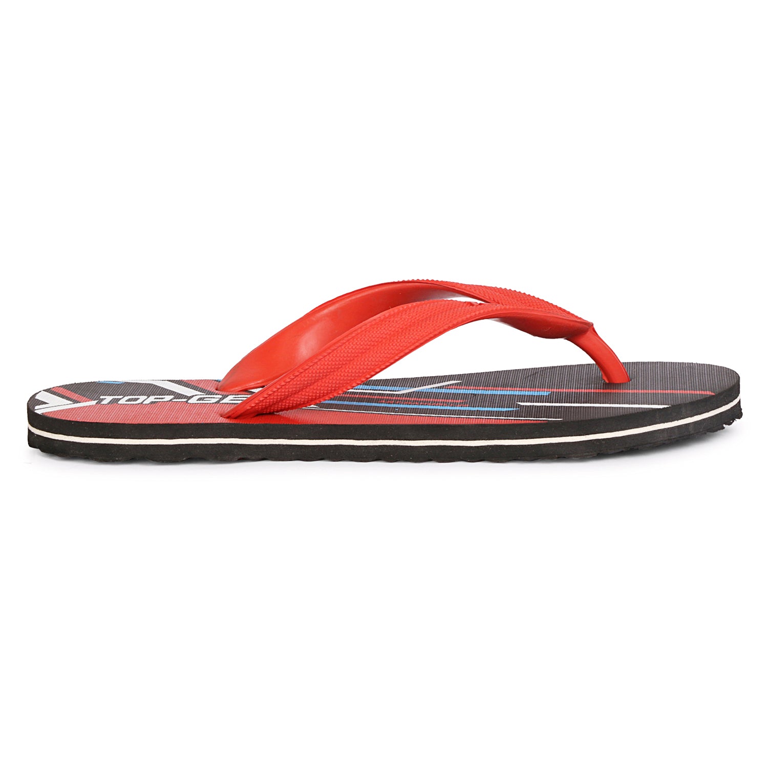 Men Flip Flops  (Black, Red , 8)