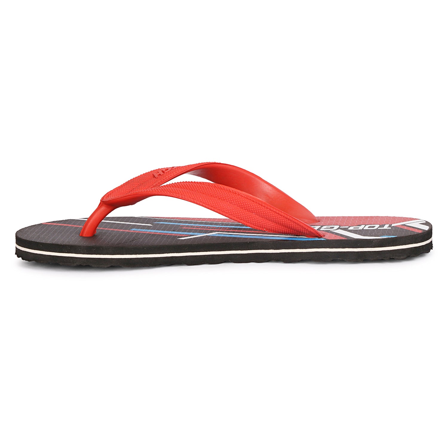 Men Flip Flops  (Black, Red , 8)