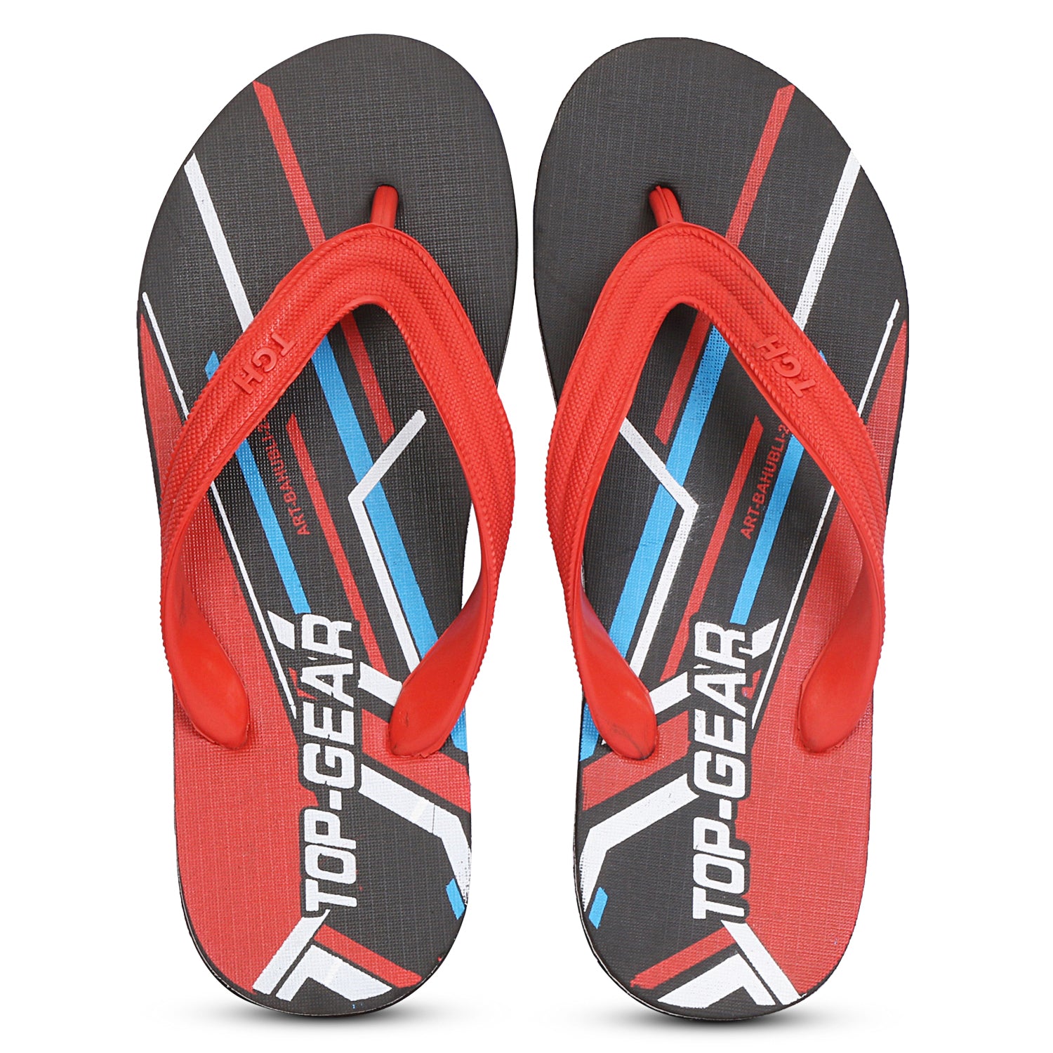 Men Flip Flops  (Black, Red , 8)