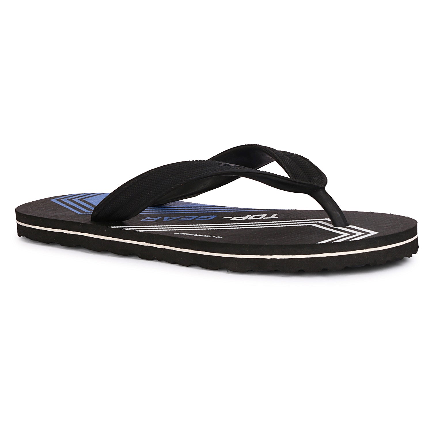 Men Flip Flops  (Black, Blue , 10)