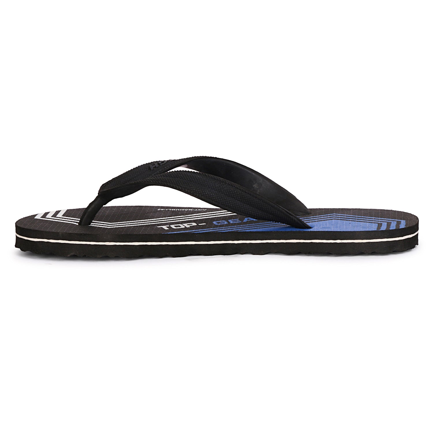 Men Flip Flops  (Black, Blue , 10)