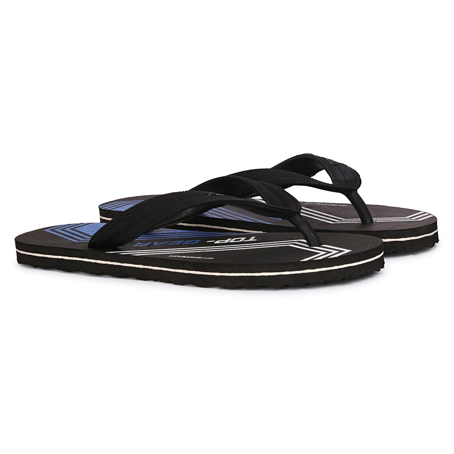 Men Flip Flops  (Black, Blue , 10)