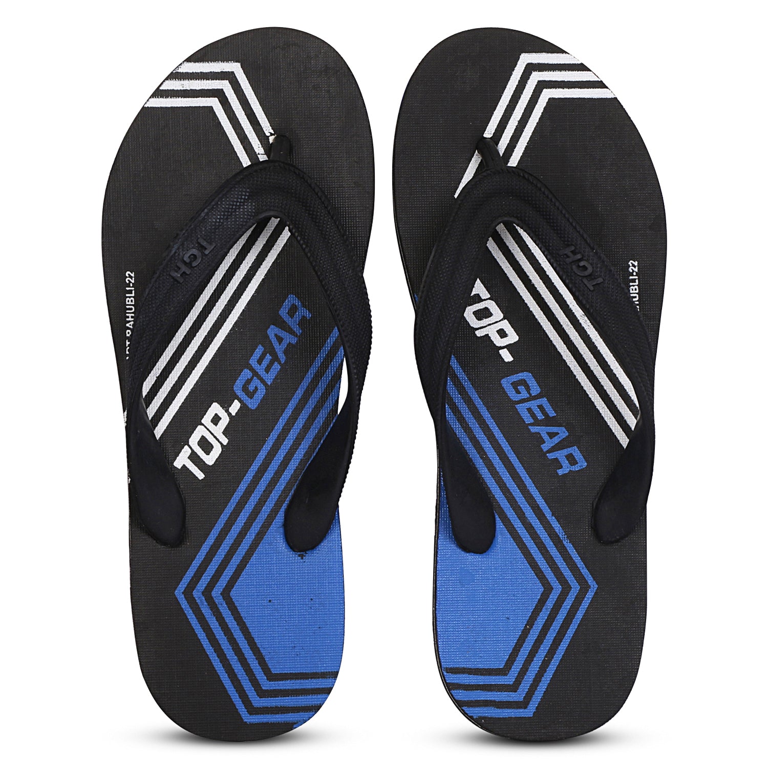 Men Flip Flops  (Black, Blue , 10)