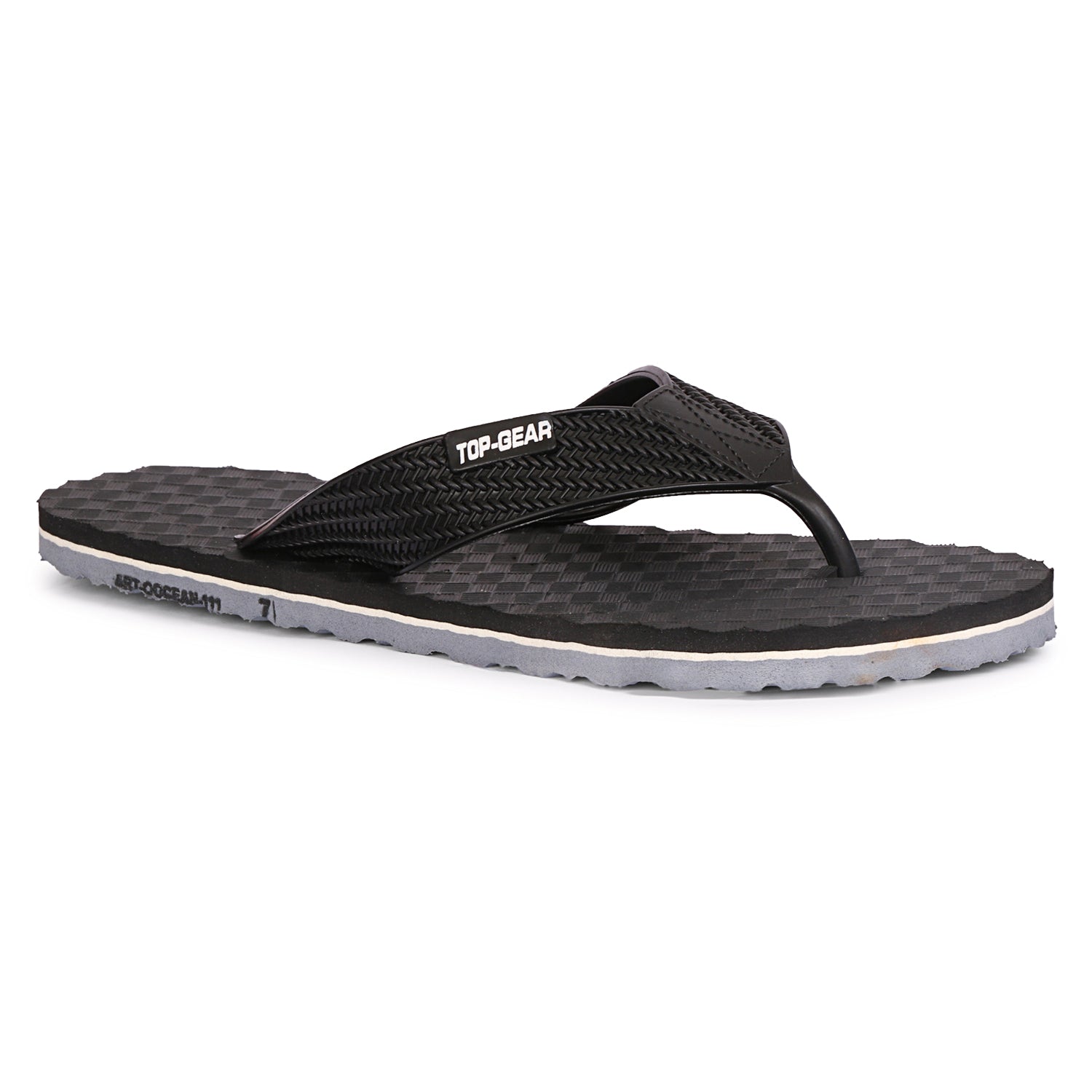 Men Flip Flops  (Grey, Black , 9)