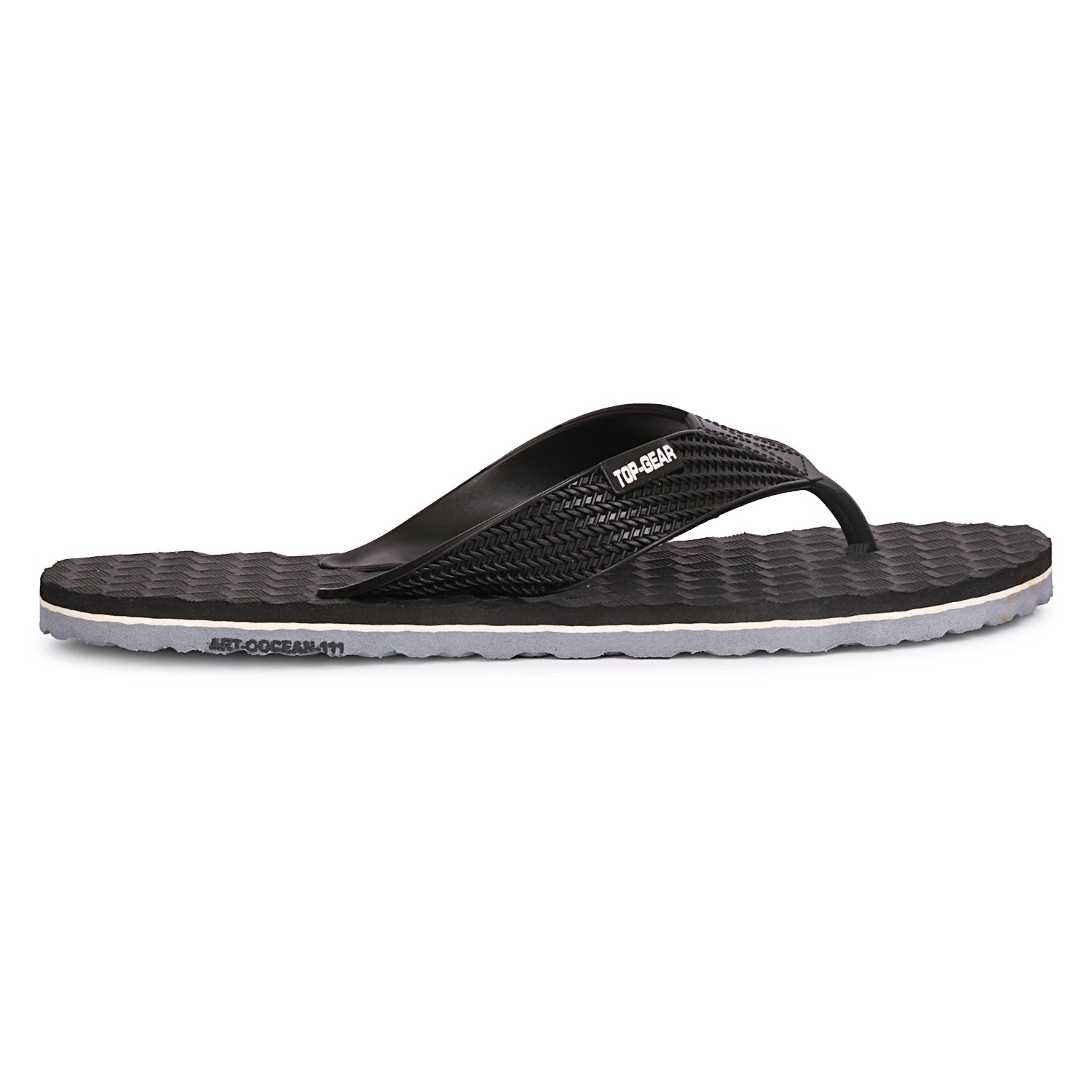 Men Flip Flops  (Grey, Black , 9)