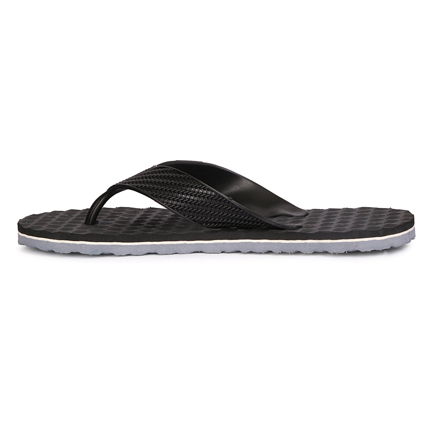 Men Flip Flops  (Grey, Black , 9)