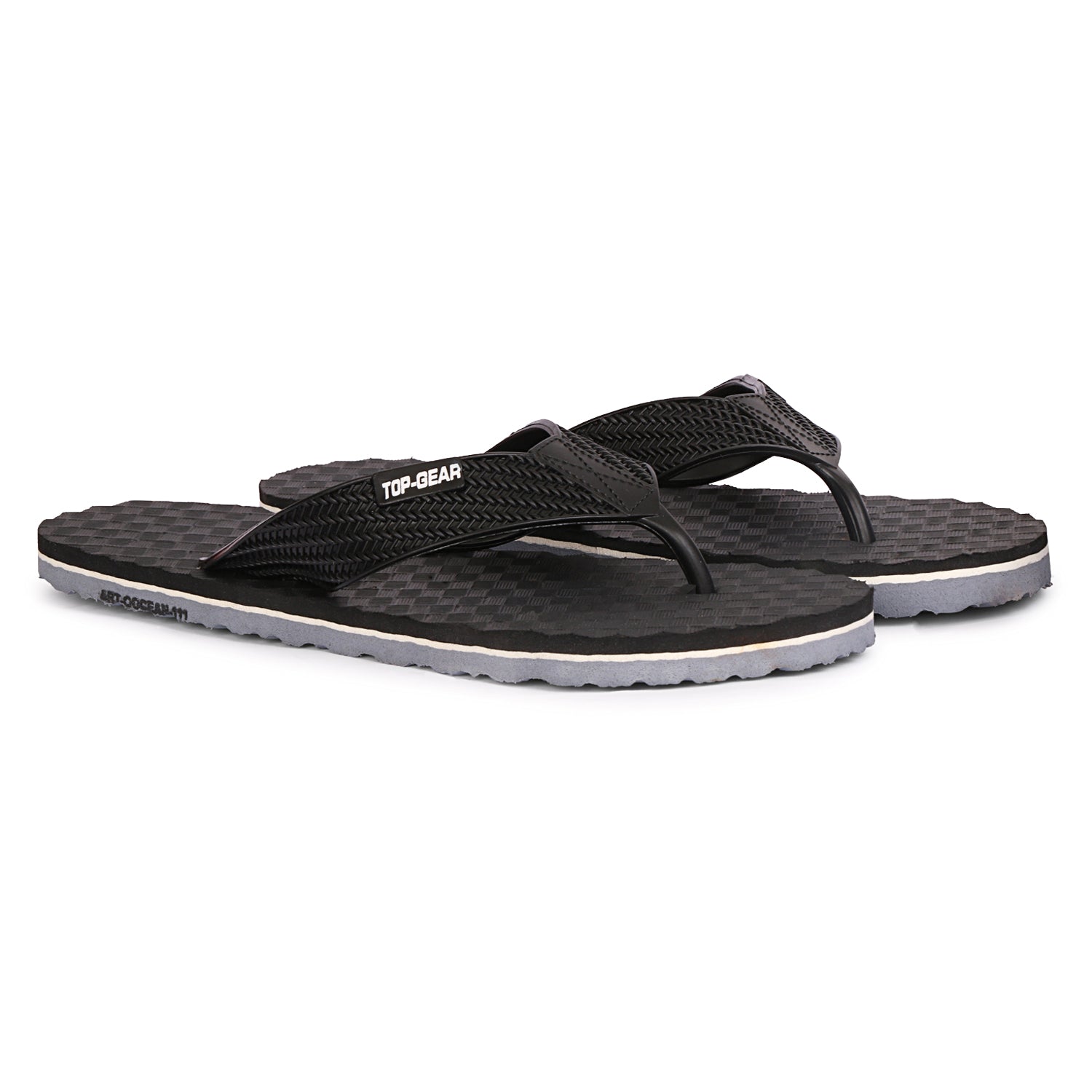 Men Flip Flops  (Grey, Black , 9)