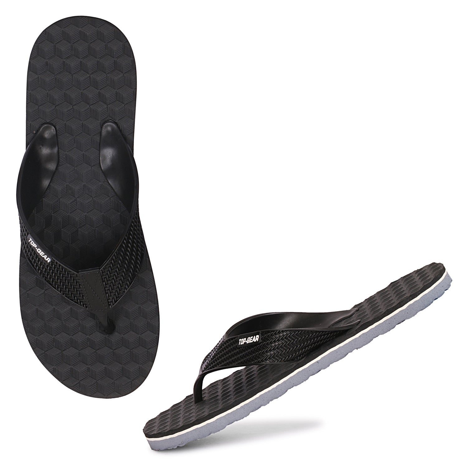 Men Flip Flops  (Grey, Black , 9)