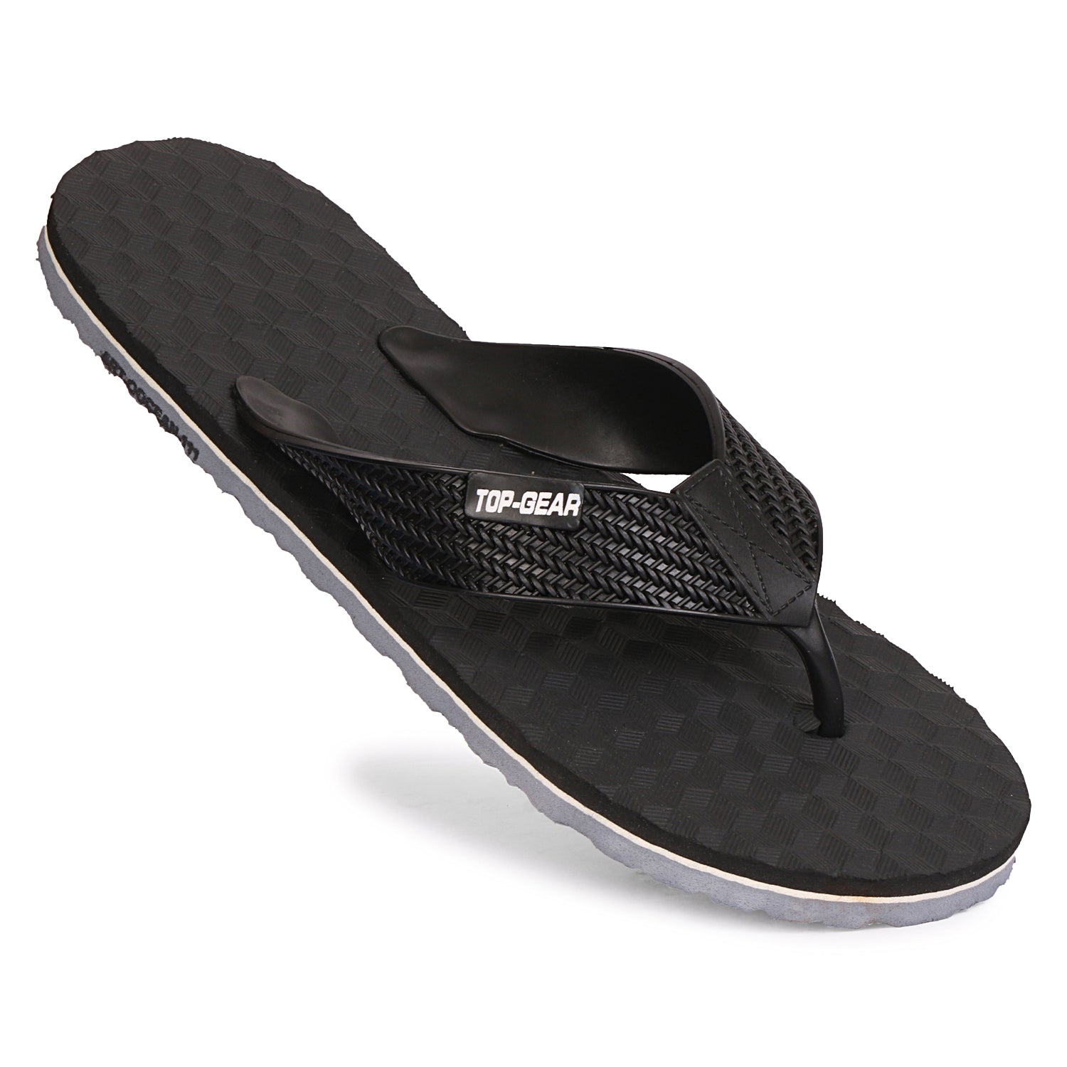 Men Flip Flops  (Grey, Black , 9)