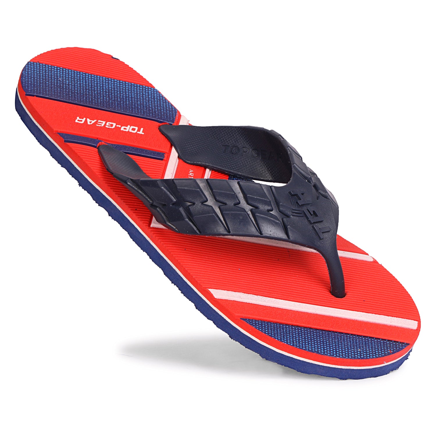 Men Flip Flops  (Natural, Red , 6)