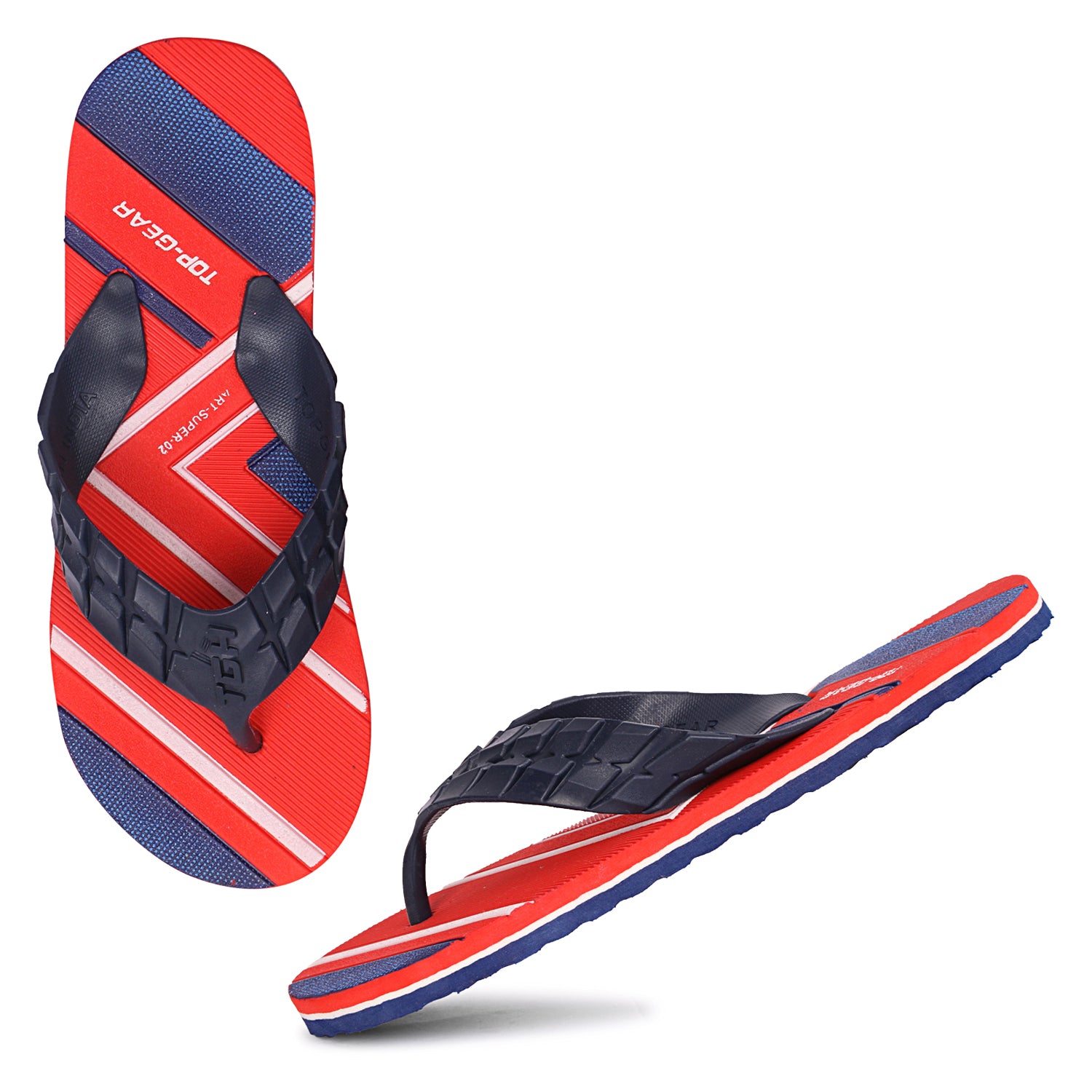 Men Flip Flops  (Natural, Red , 6)