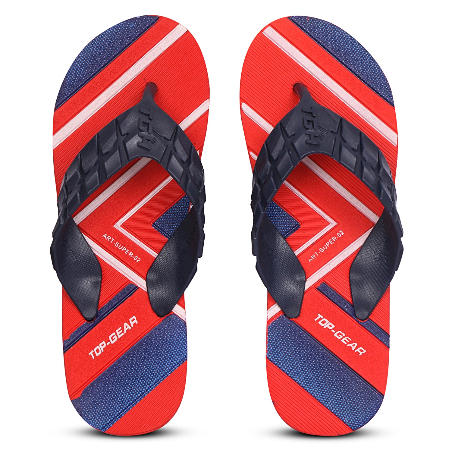 Men Flip Flops  (Natural, Red , 6)