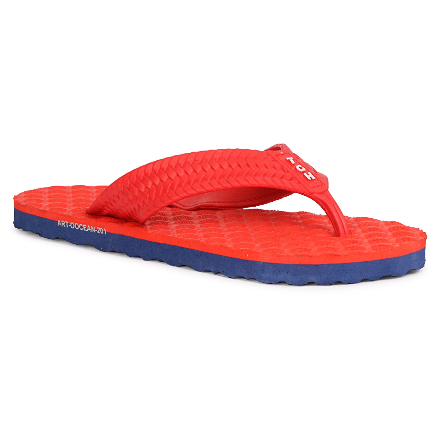 Men Flip Flops  (Red, Navy , 7)