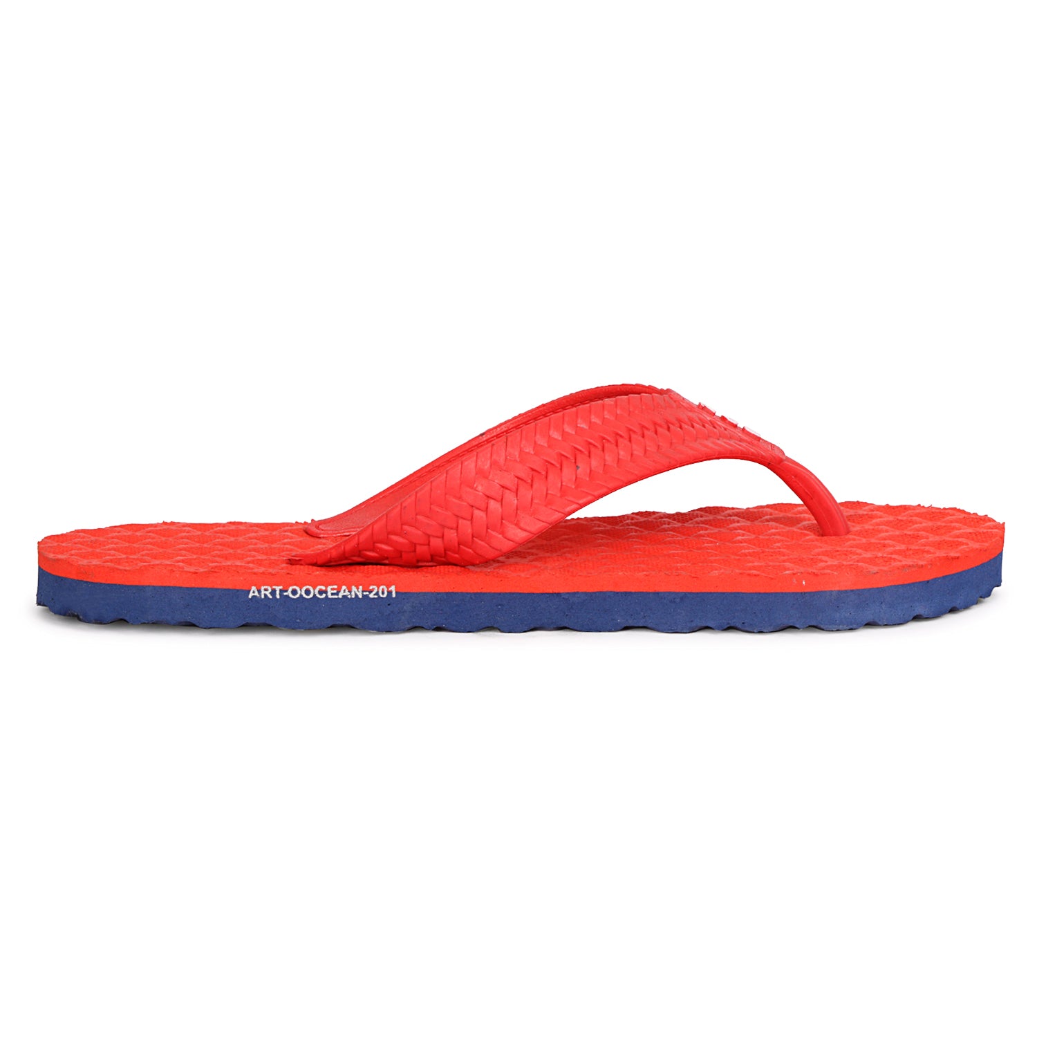 Men Flip Flops  (Red, Navy , 7)