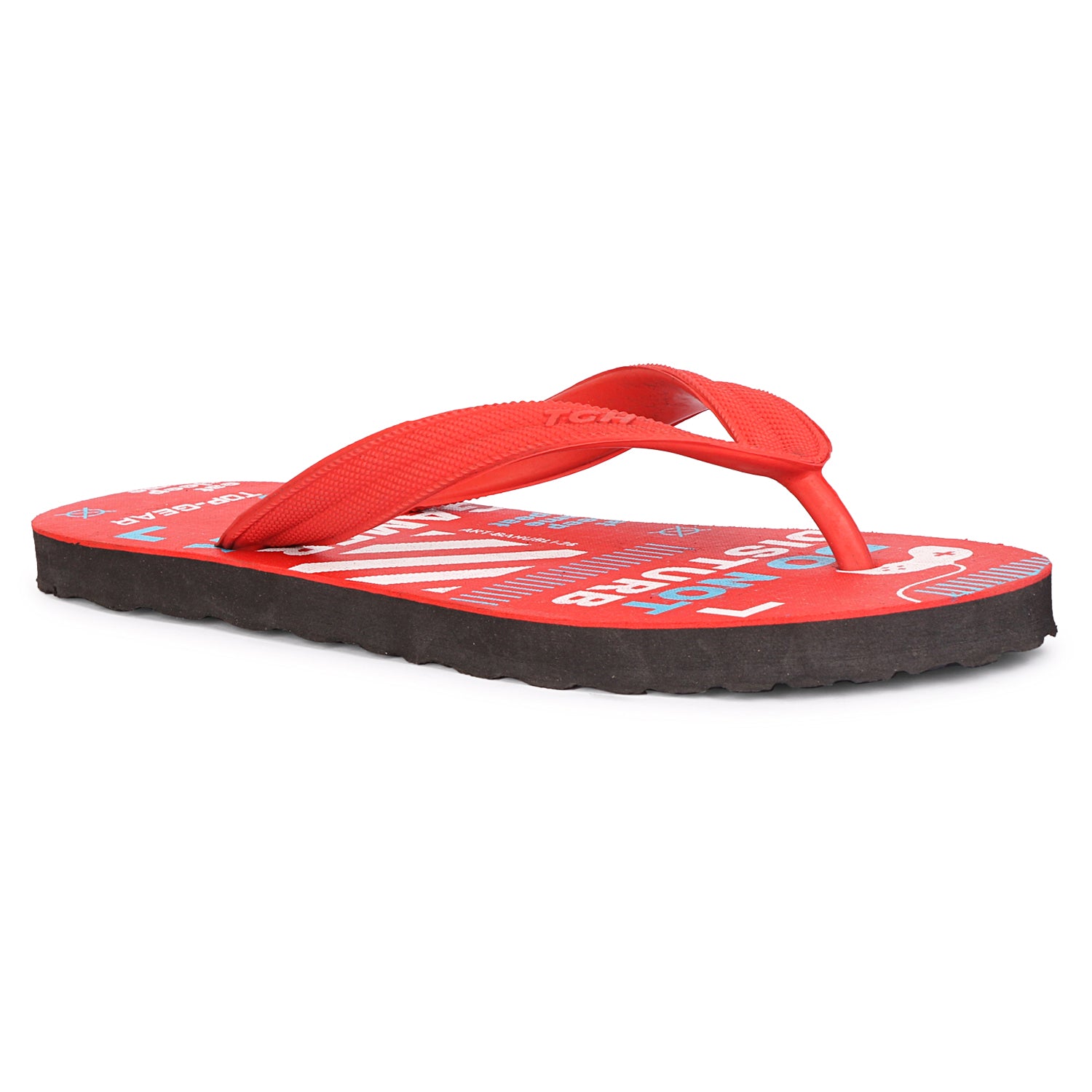 Men Flip Flops  (Red, Black , 6)