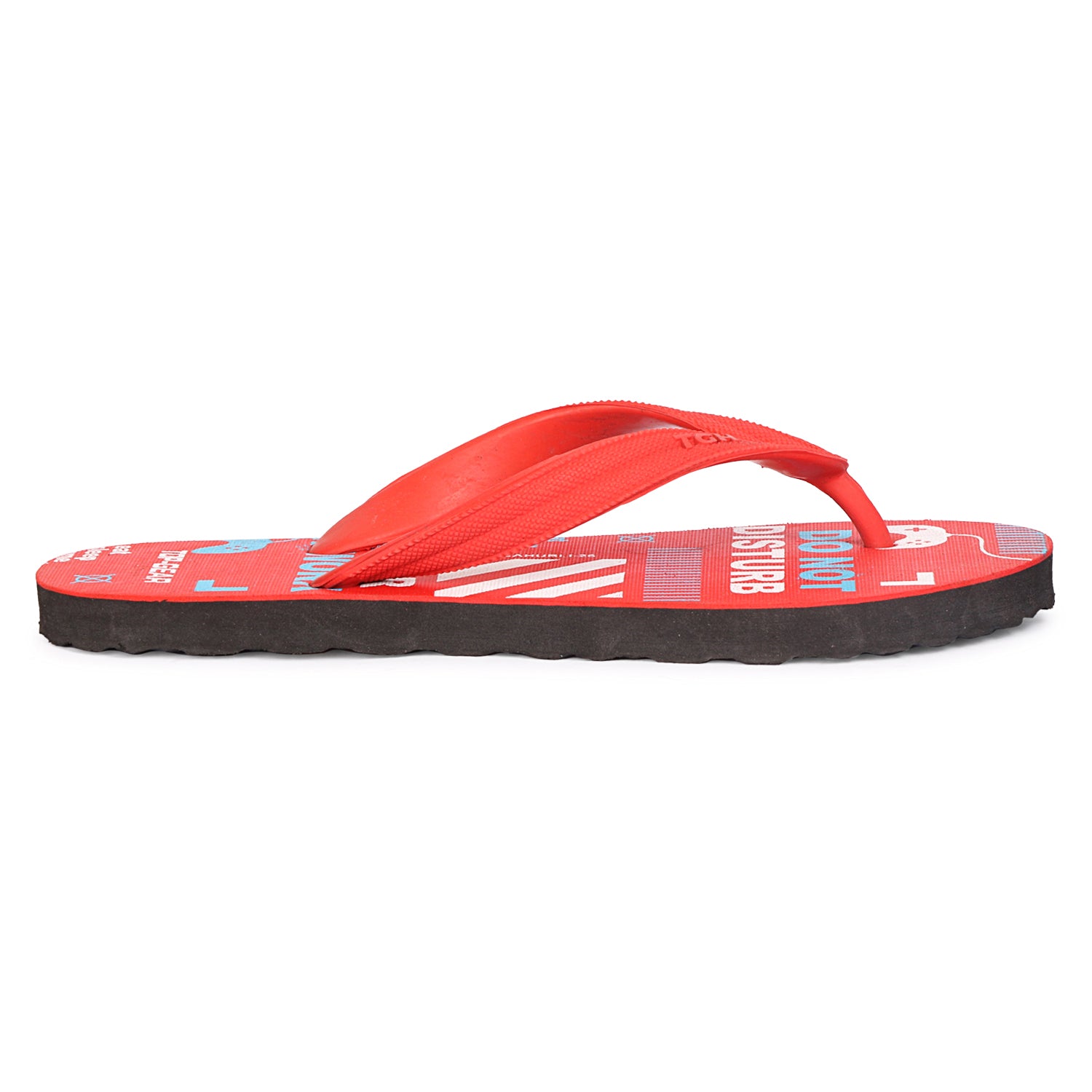 Men Flip Flops  (Red, Black , 6)