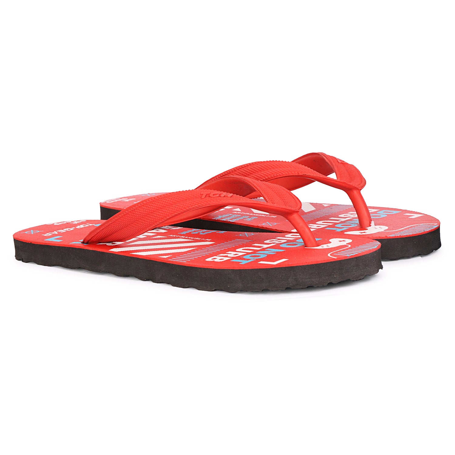 Men Flip Flops  (Red, Black , 6)