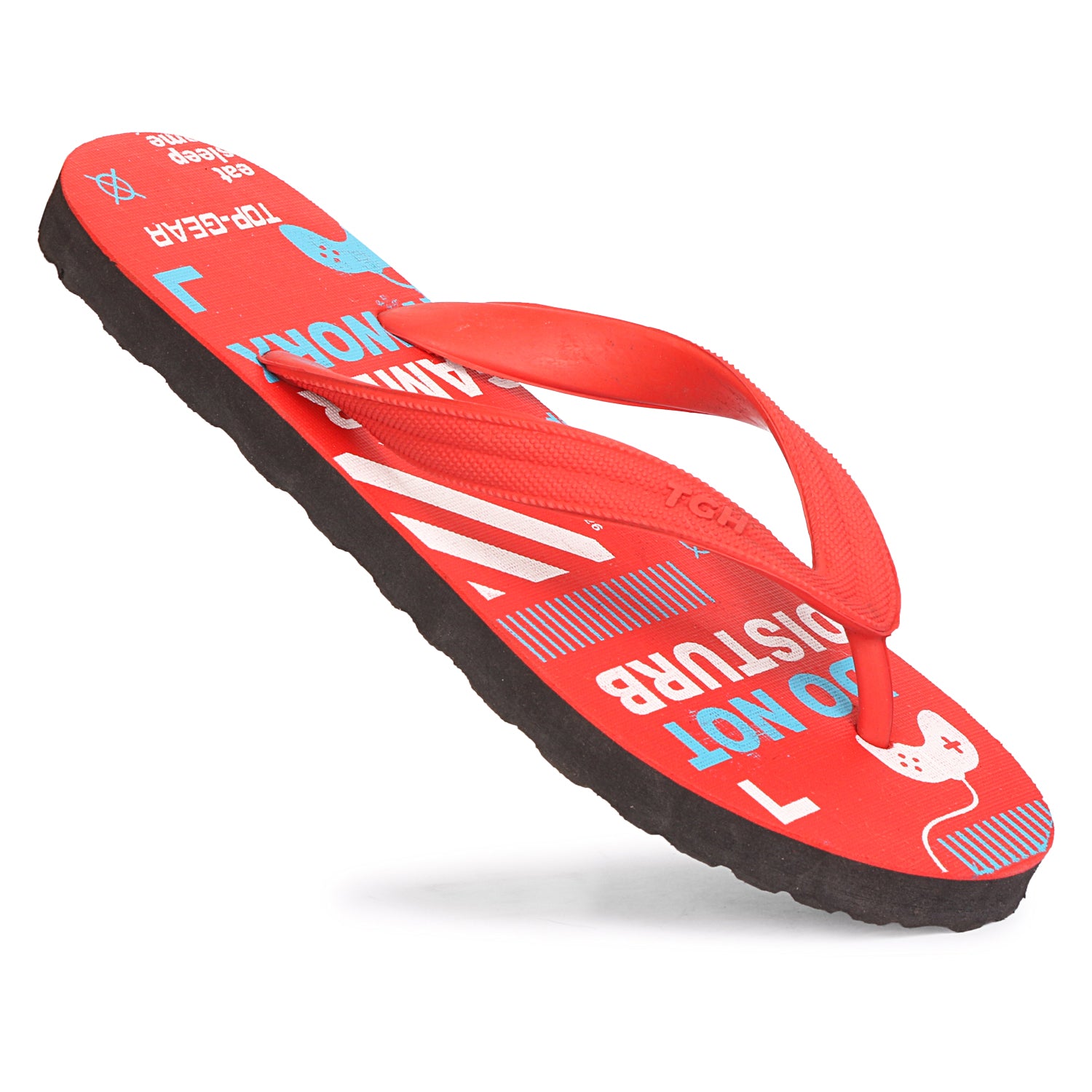 Men Flip Flops  (Red, Black , 6)