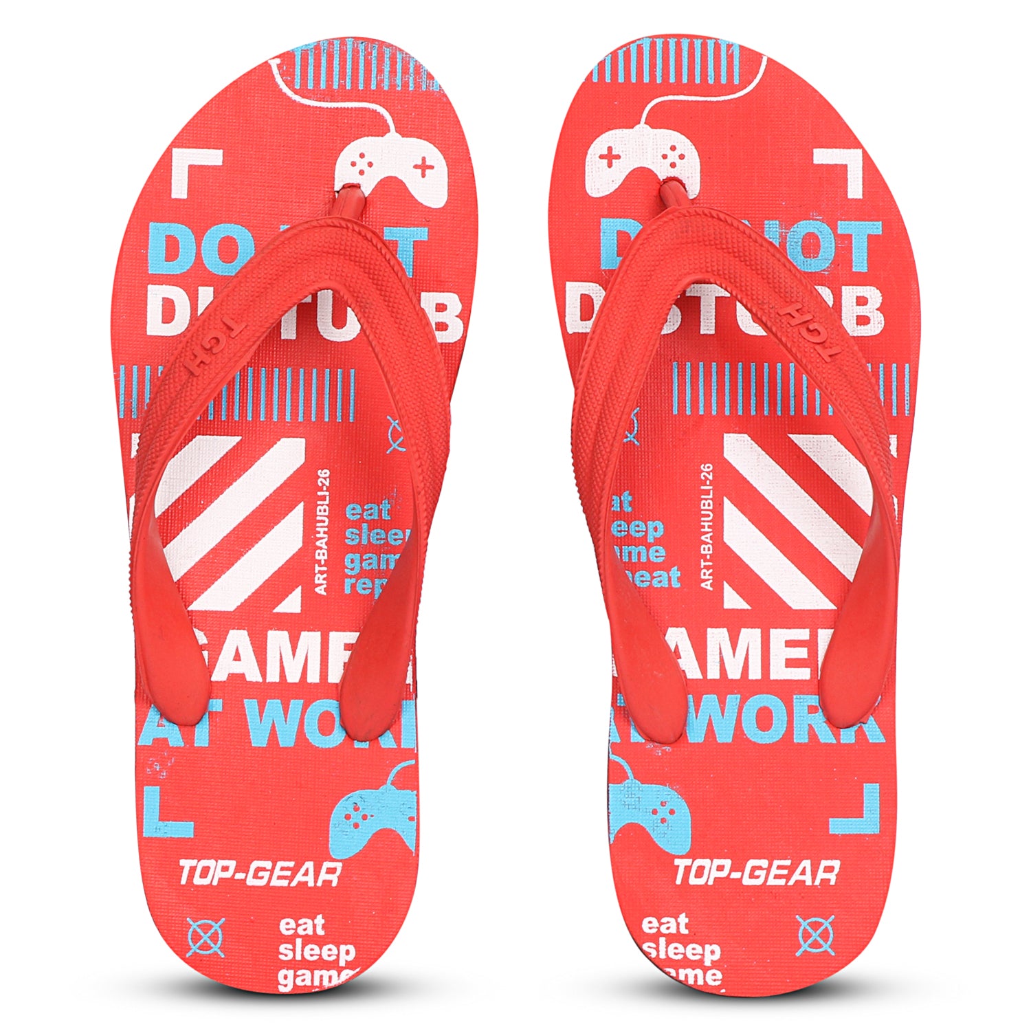 Men Flip Flops  (Red, Black , 6)