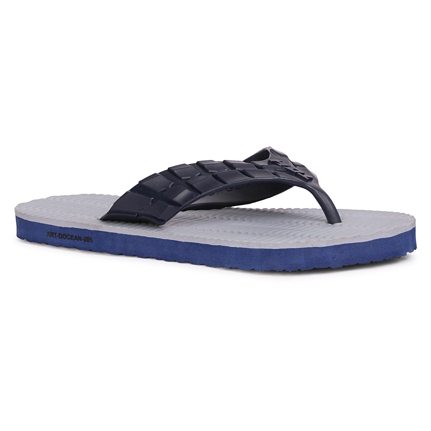 Men Flip Flops  (Grey, Navy , 8)