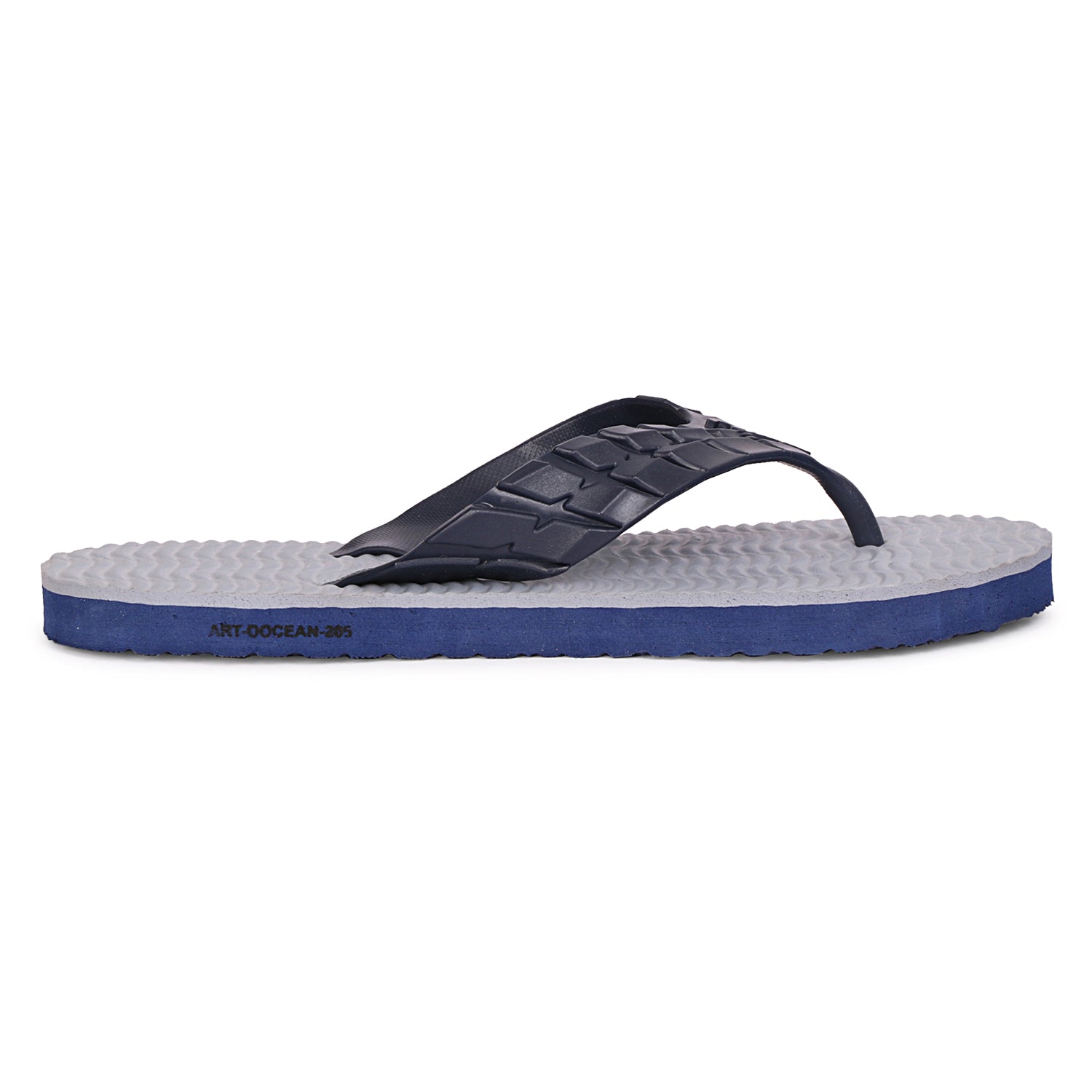 Men Flip Flops  (Grey, Navy , 8)