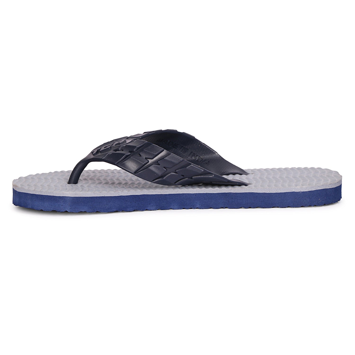 Men Flip Flops  (Grey, Navy , 8)