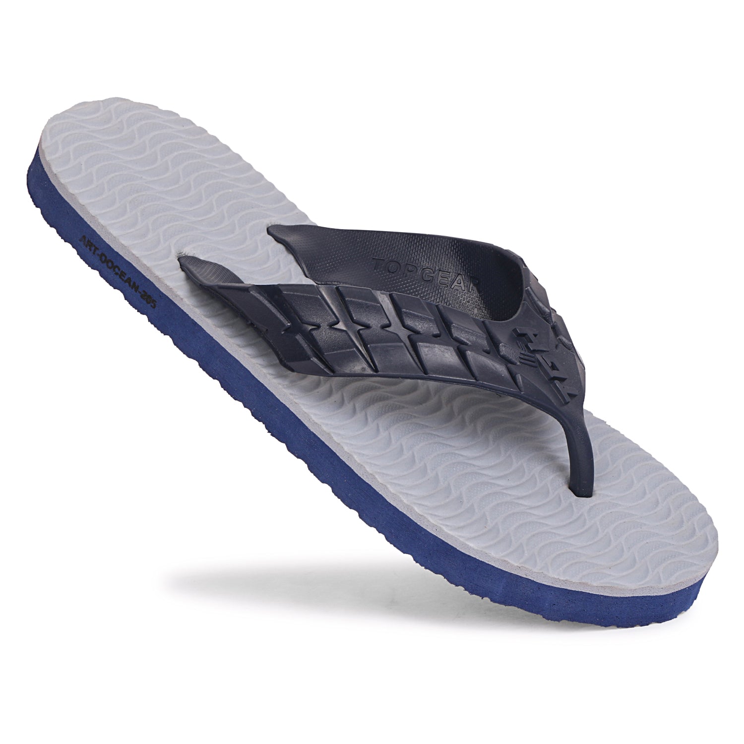Men Flip Flops  (Grey, Navy , 8)